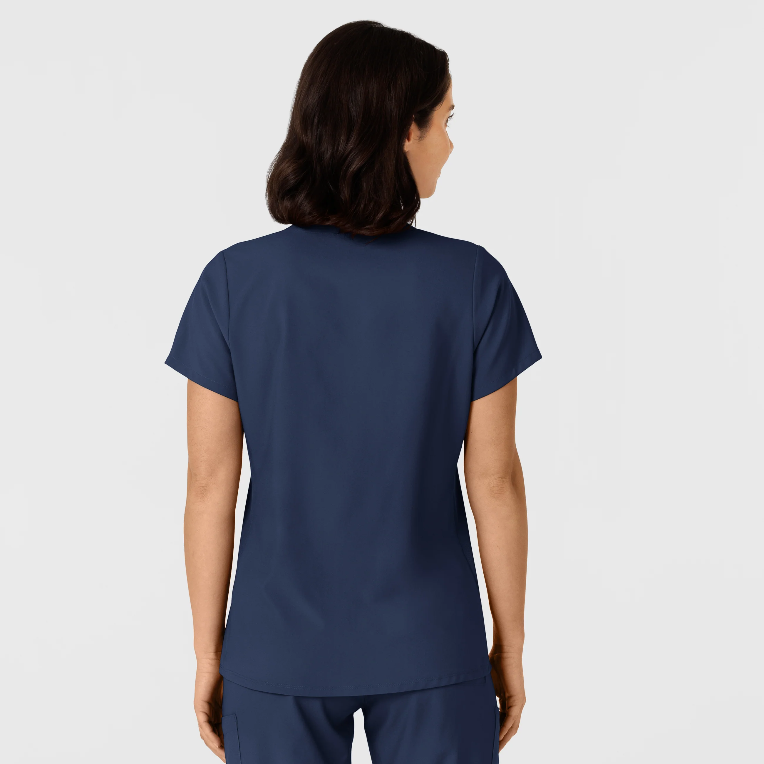 W123 Women's Flex-n-Reach Side Panel V-Neck Scrub Top - Navy - Image 3