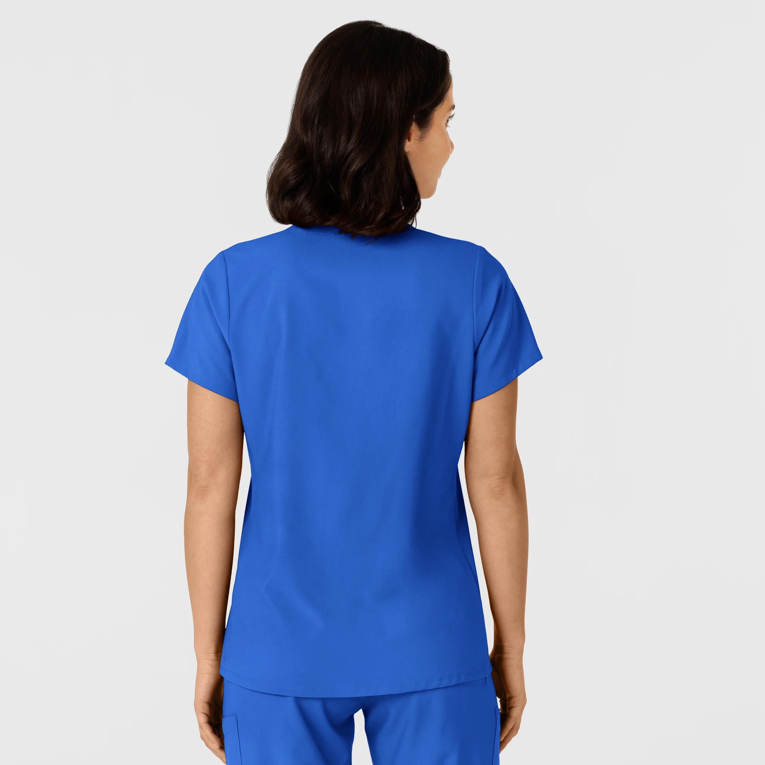 W123 Women's Flex-n-Reach Side Panel V-Neck Scrub Top - Royal - Image 3