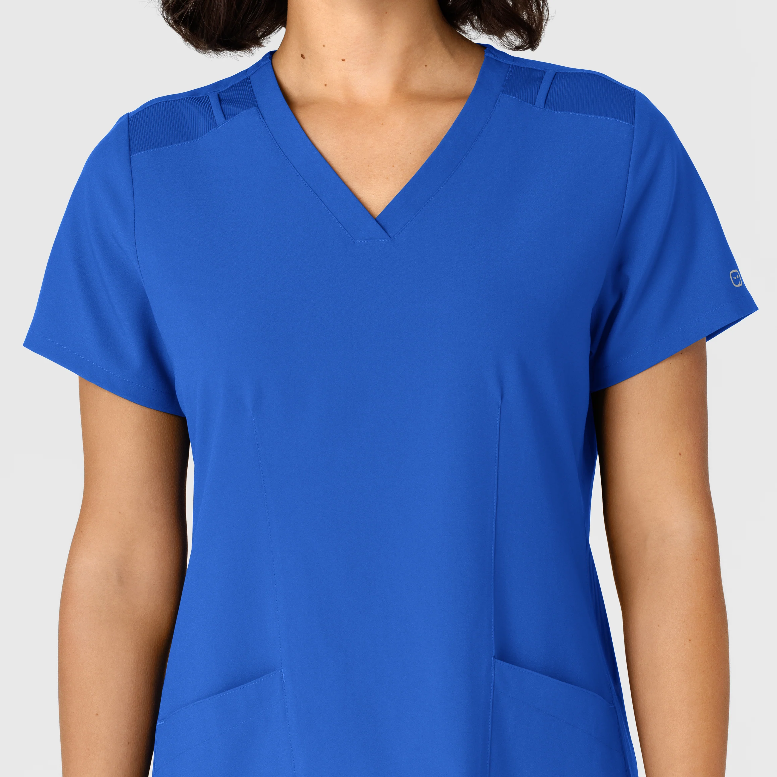 W123 Women's Flex-n-Reach Side Panel V-Neck Scrub Top - Royal - Image 6