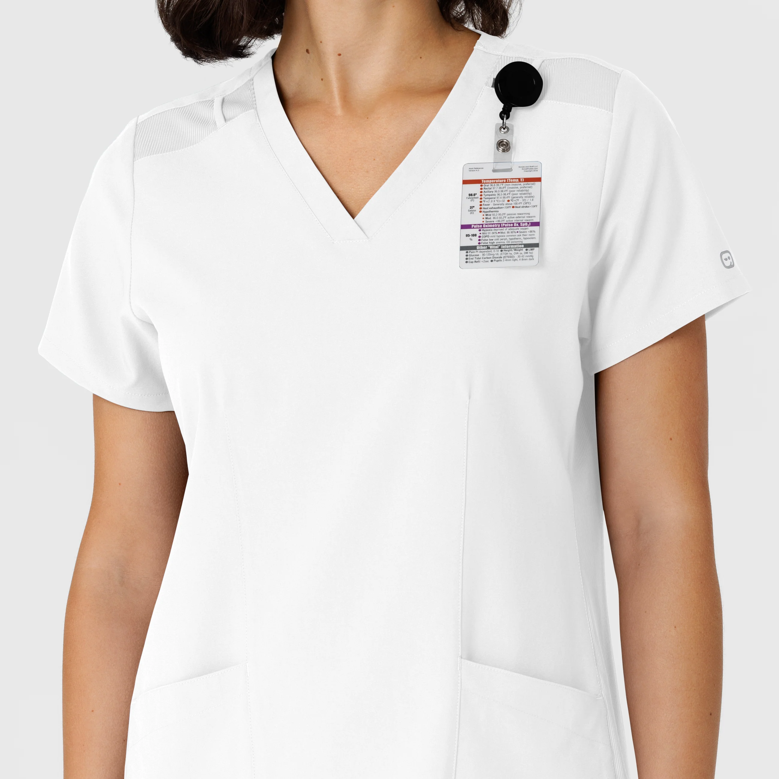 W123 Women's Flex-n-Reach Side Panel V-Neck Scrub Top - White - Image 7