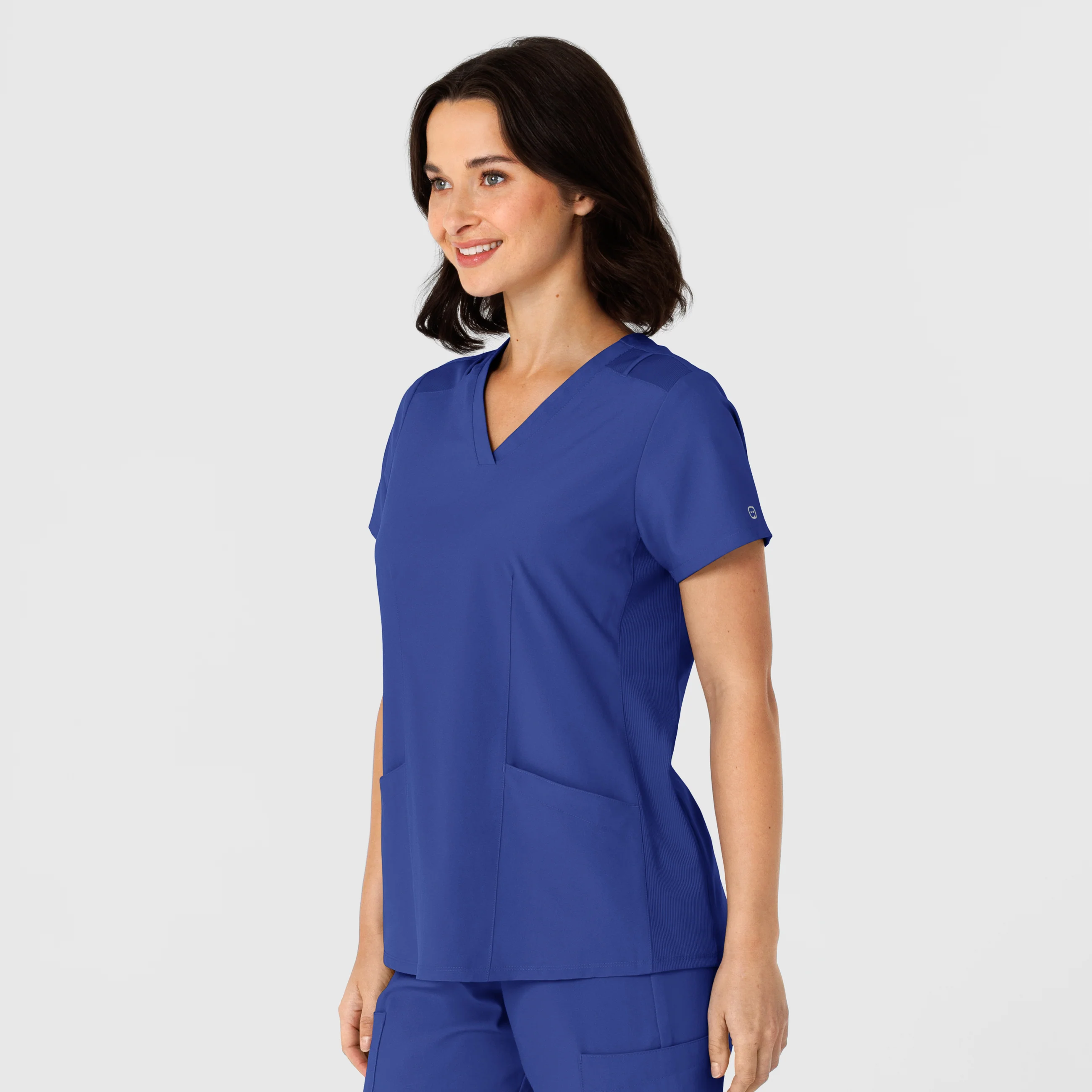 W123 Women's Flex-n-Reach Side Panel V-Neck Scrub Top - Galaxy Blue - Image 4