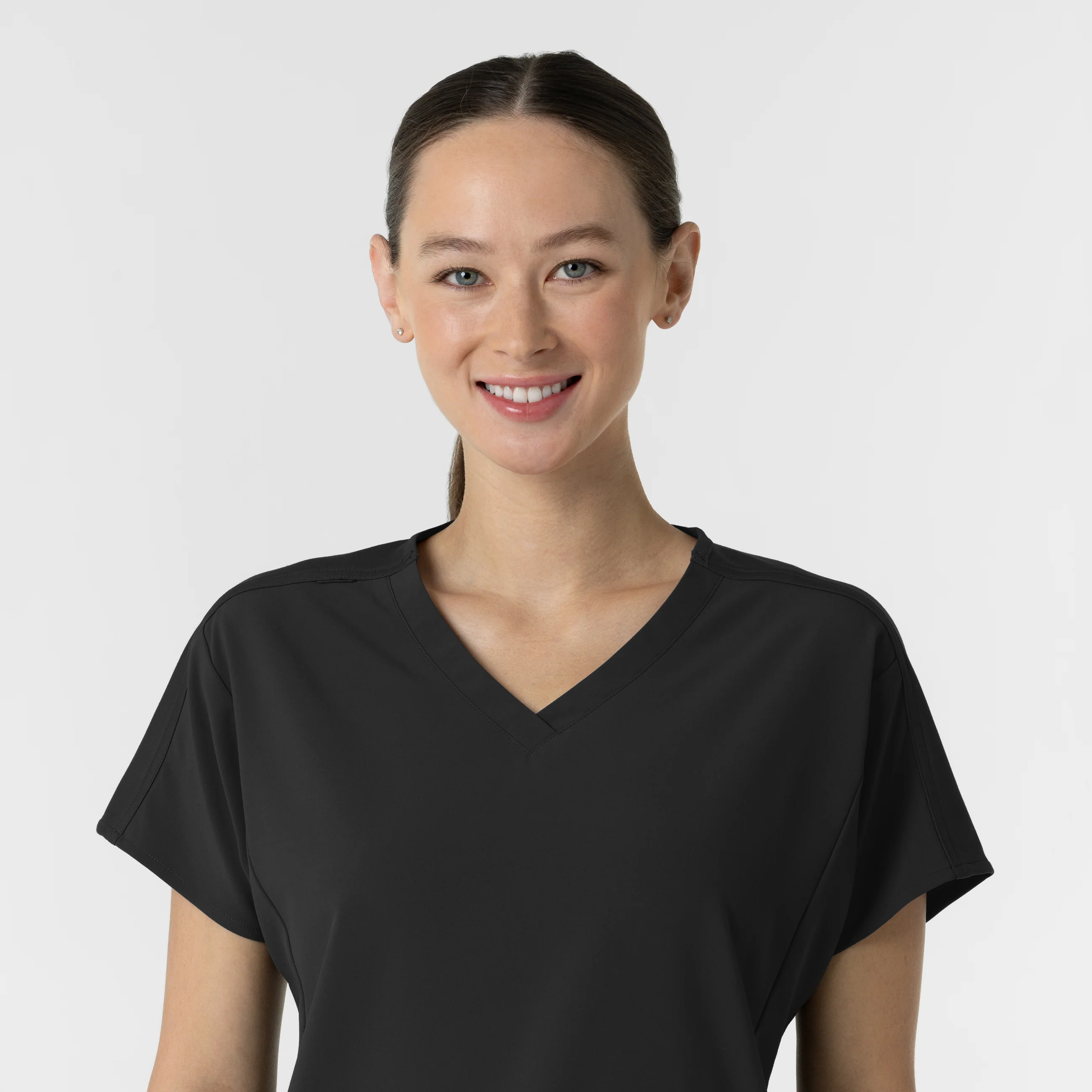 RENEW Women's V-Neck Tunic Scrub Top - Black - Image 5