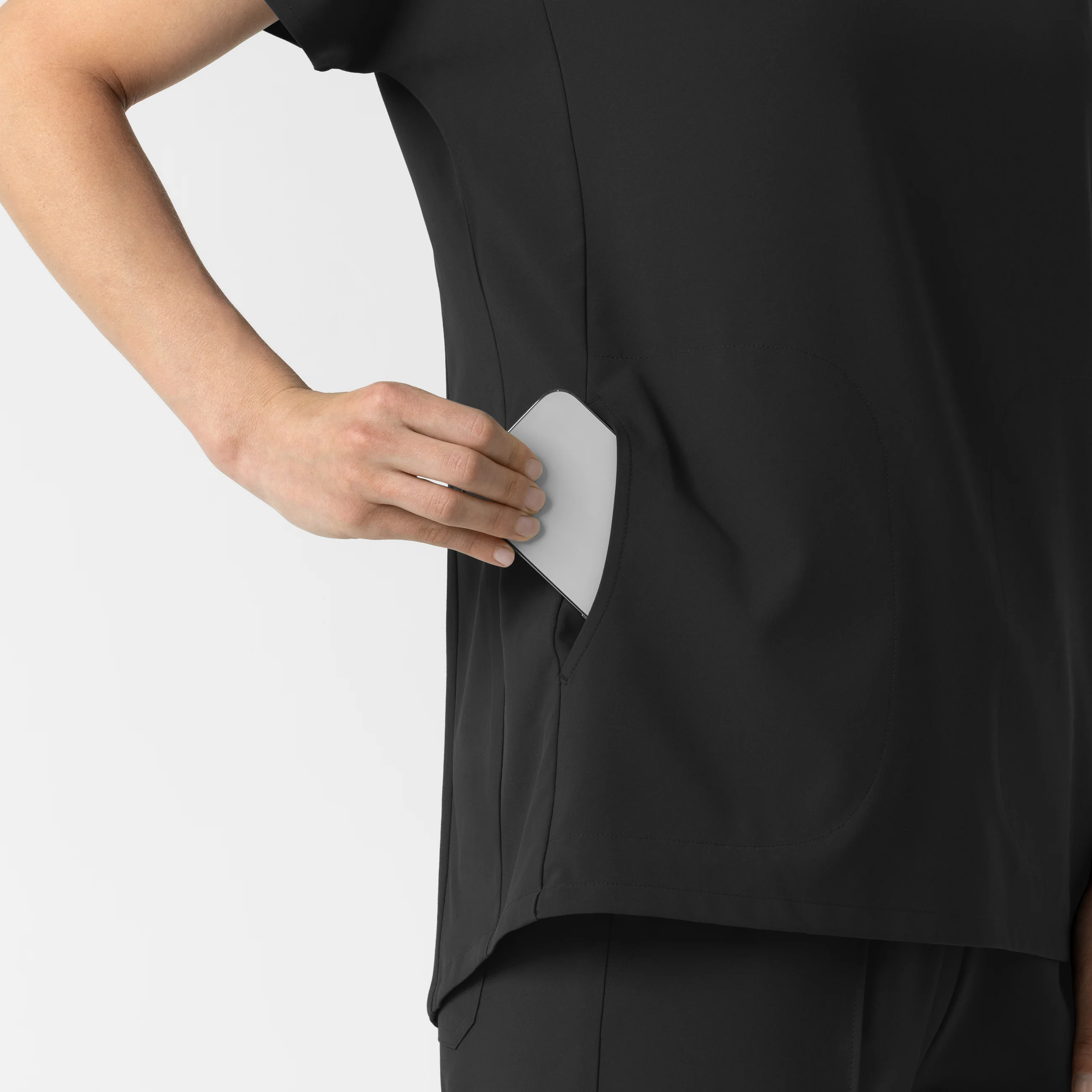 RENEW Women's V-Neck Tunic Scrub Top - Black - Image 7