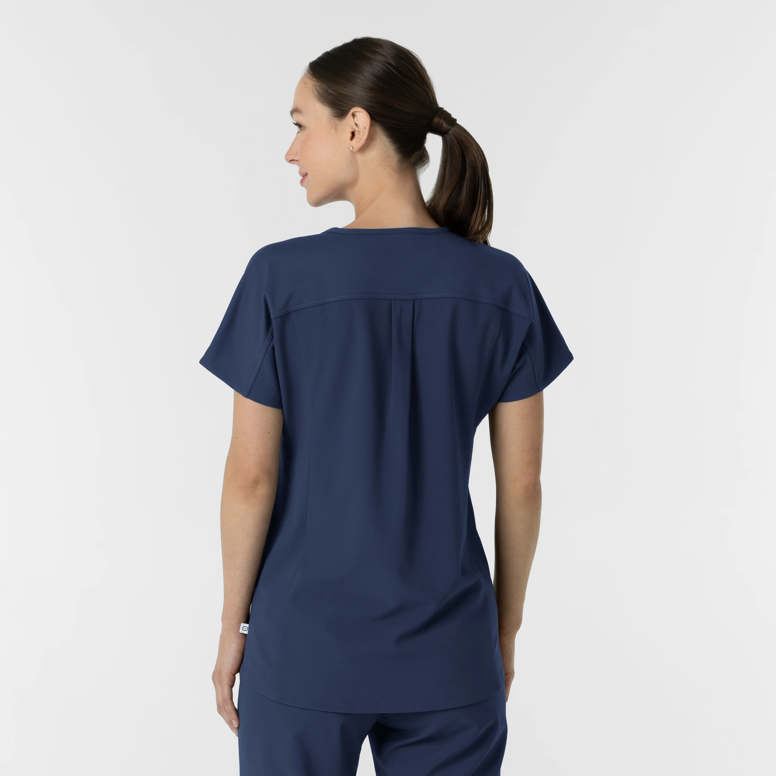 RENEW Women's V-Neck Tunic Scrub Top - Navy - Image 2