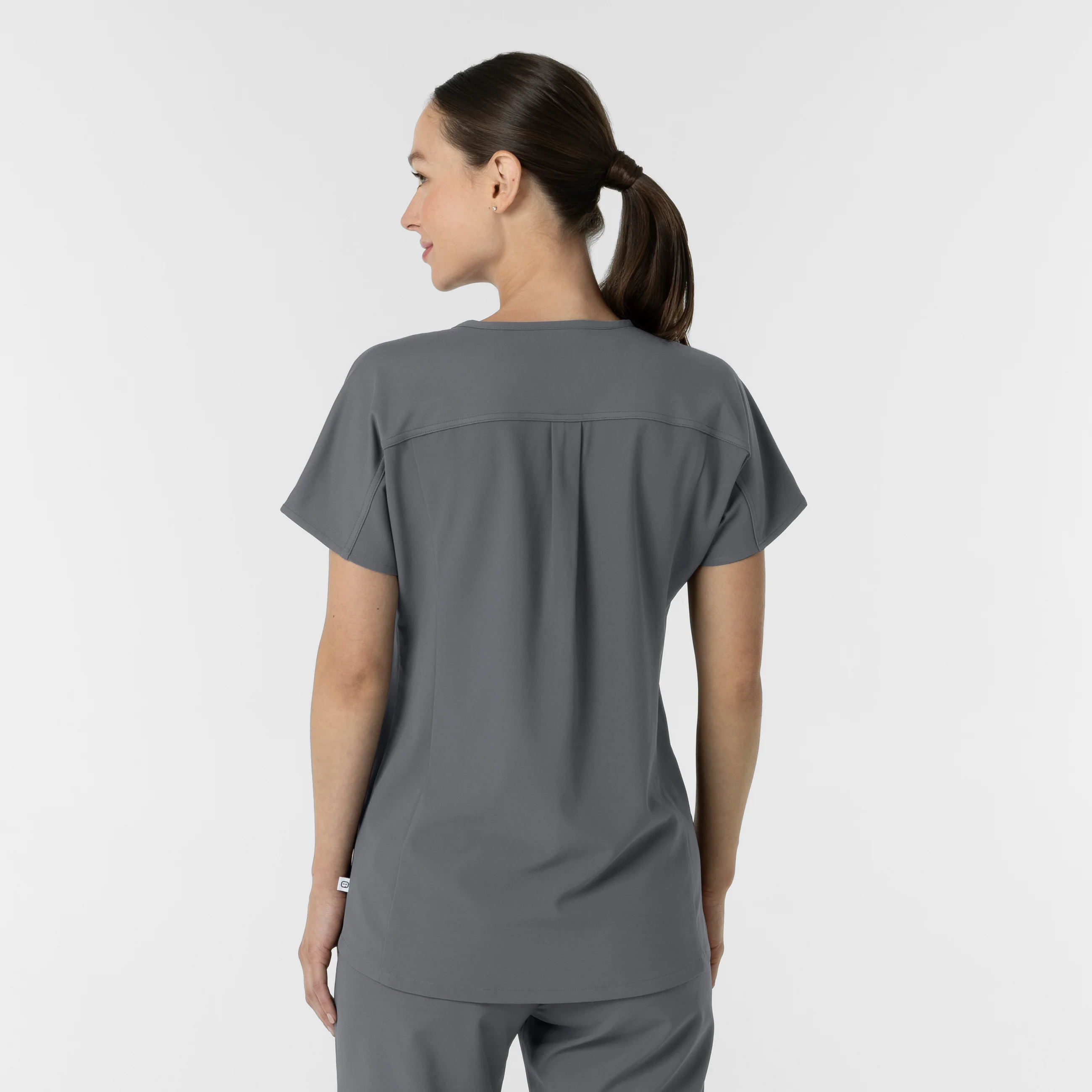 RENEW Women's V-Neck Tunic Scrub Top - Pewter - Image 2