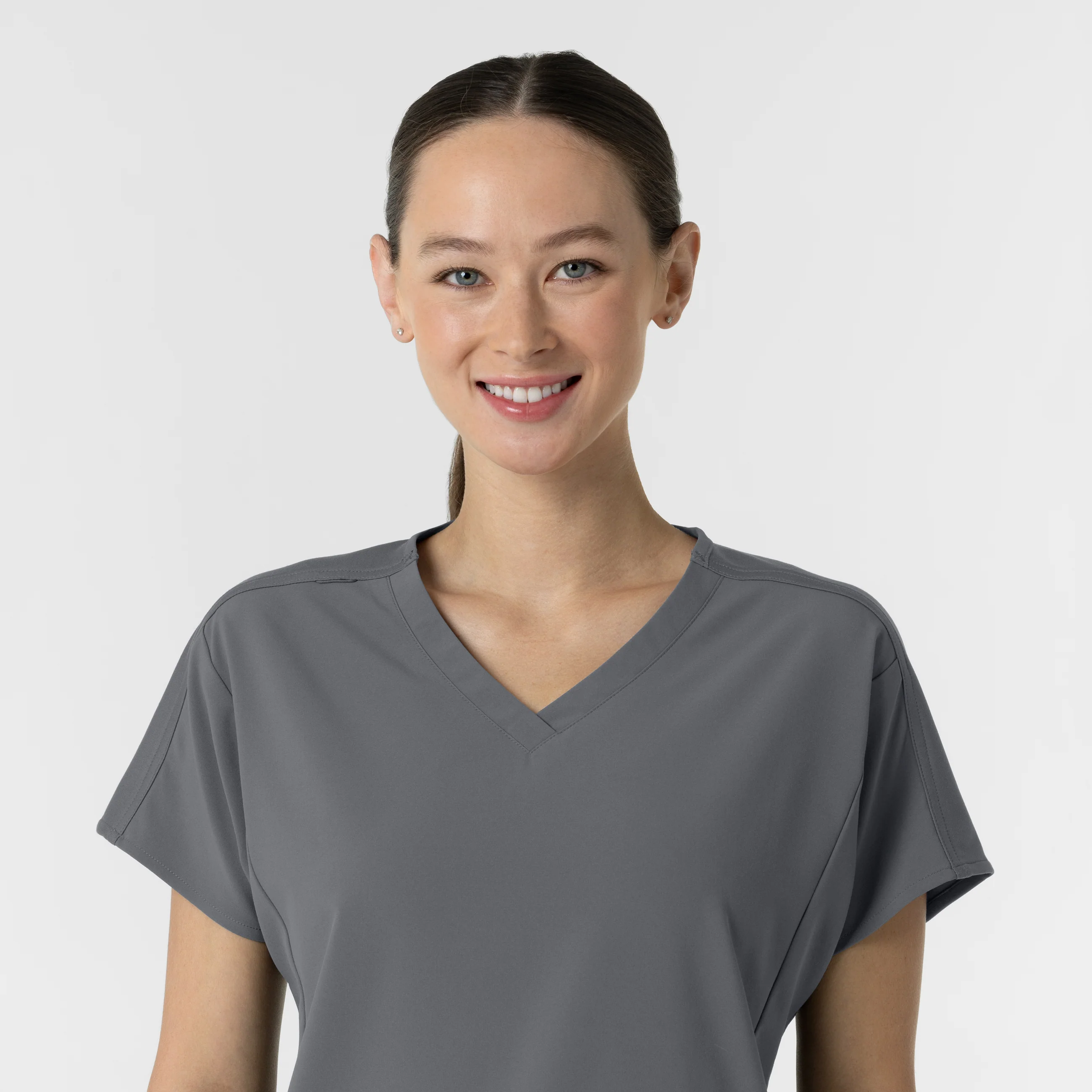 RENEW Women's V-Neck Tunic Scrub Top - Pewter - Image 5