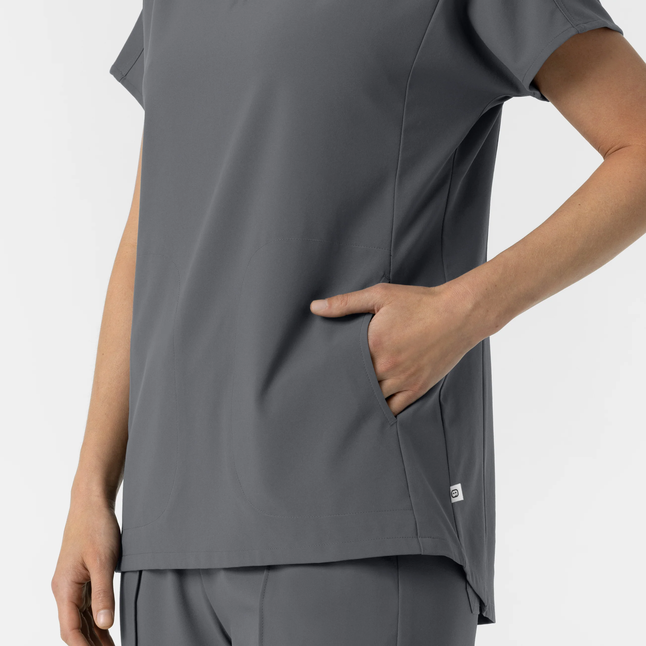 RENEW Women's V-Neck Tunic Scrub Top - Pewter - Image 8