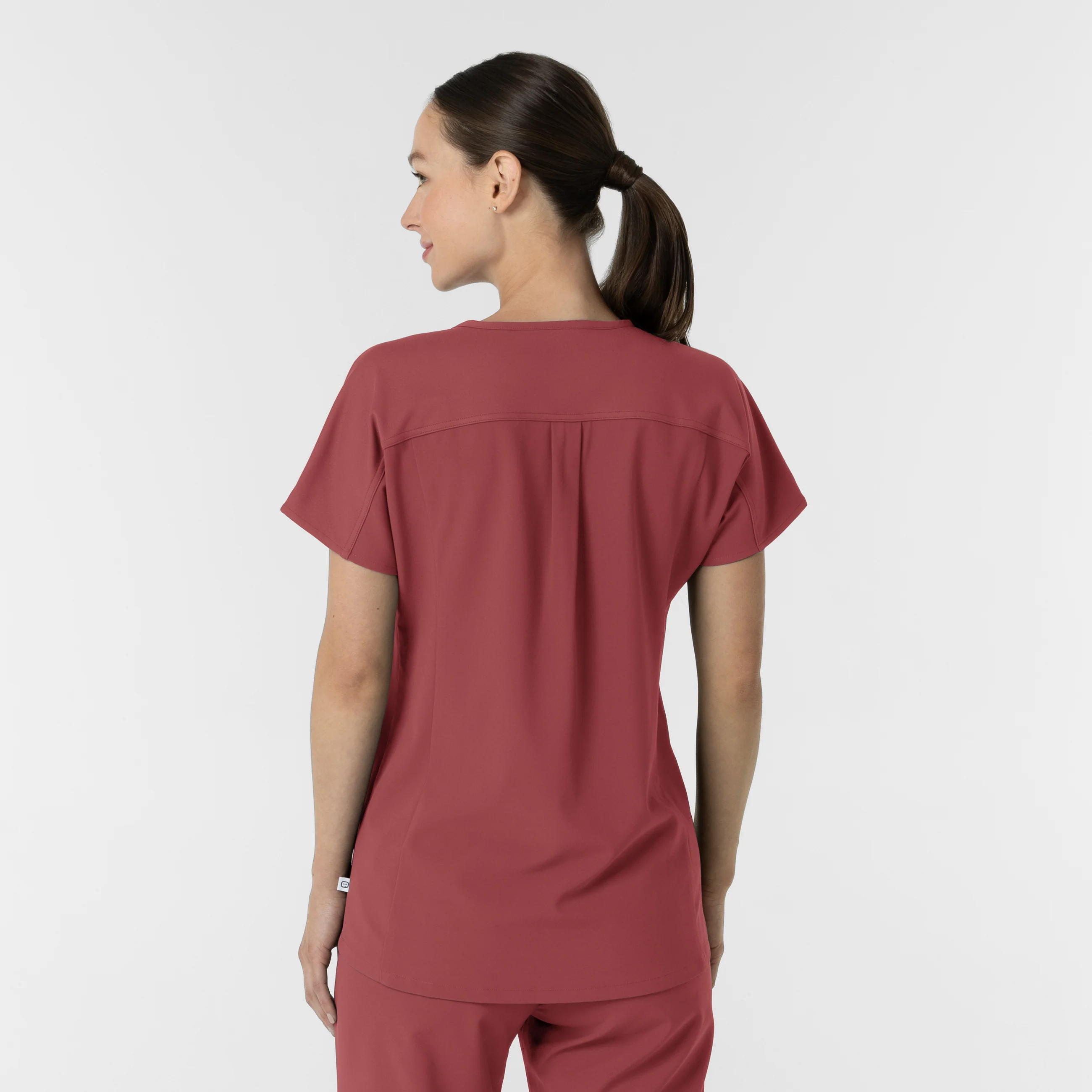 RENEW Women's V-Neck Tunic Scrub Top - Ruby - Image 2