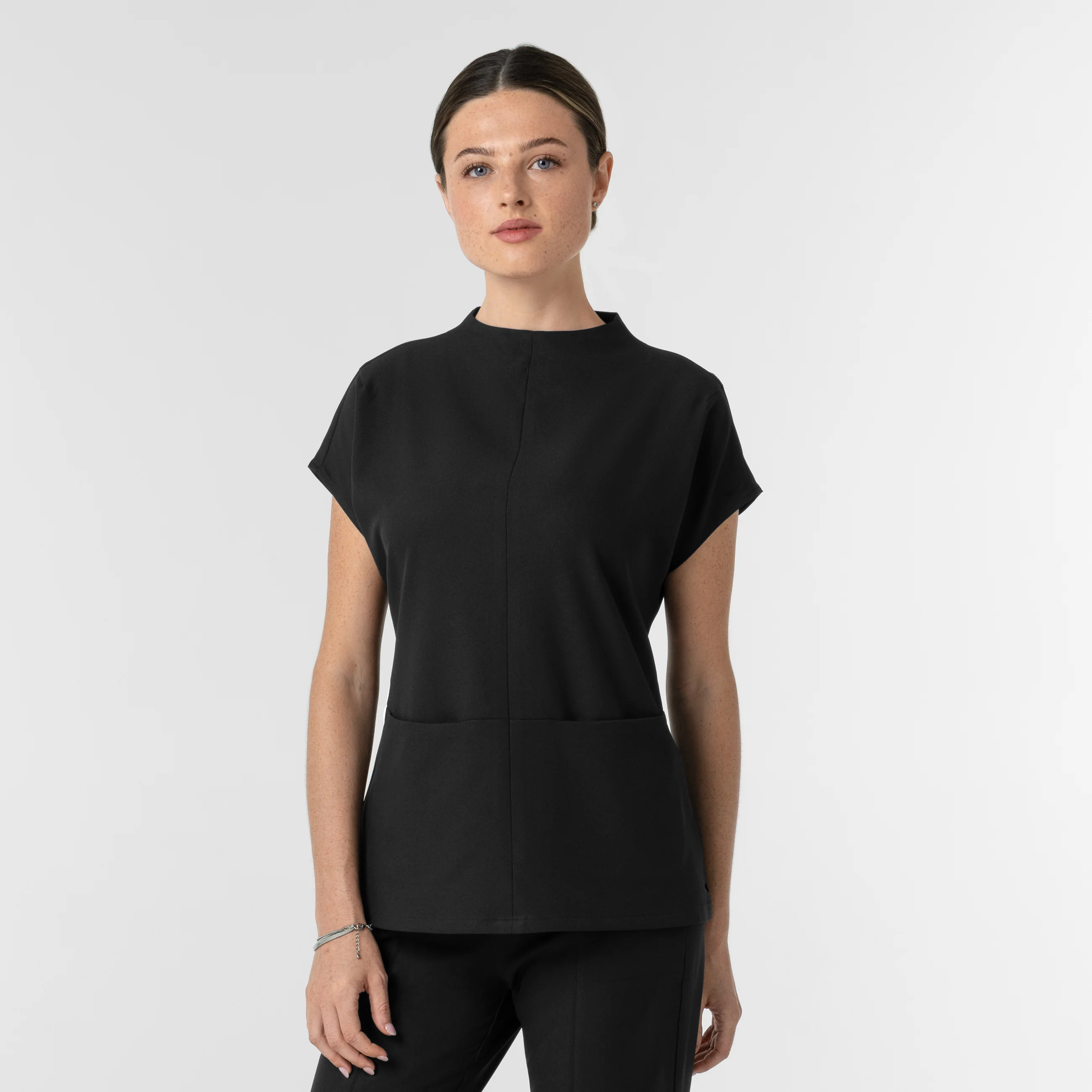 BLK Edit Women's Mock Neck Scrub Blouse - Black