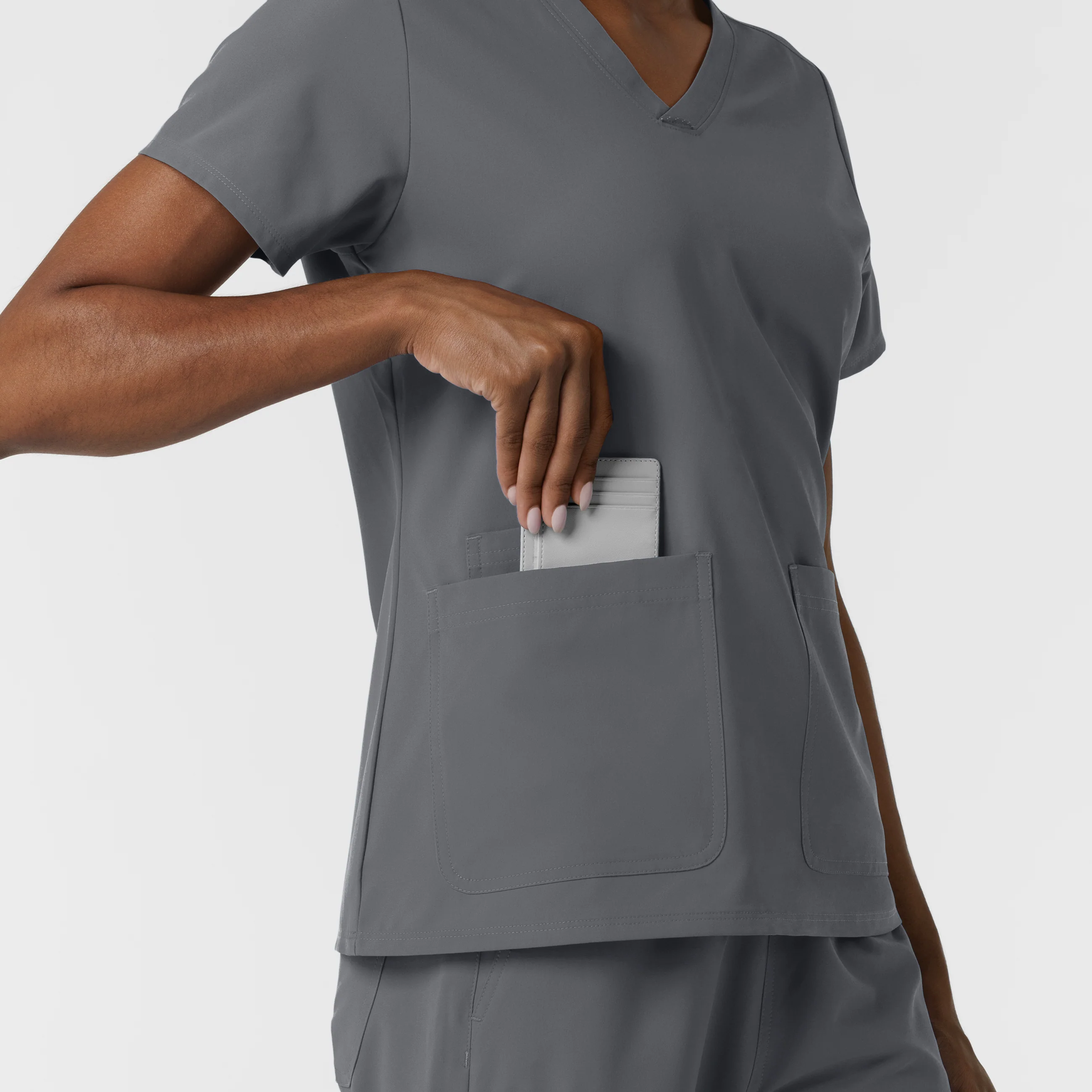 NURTUR Women's V-Neck Scrub Top - Pewter - Image 8