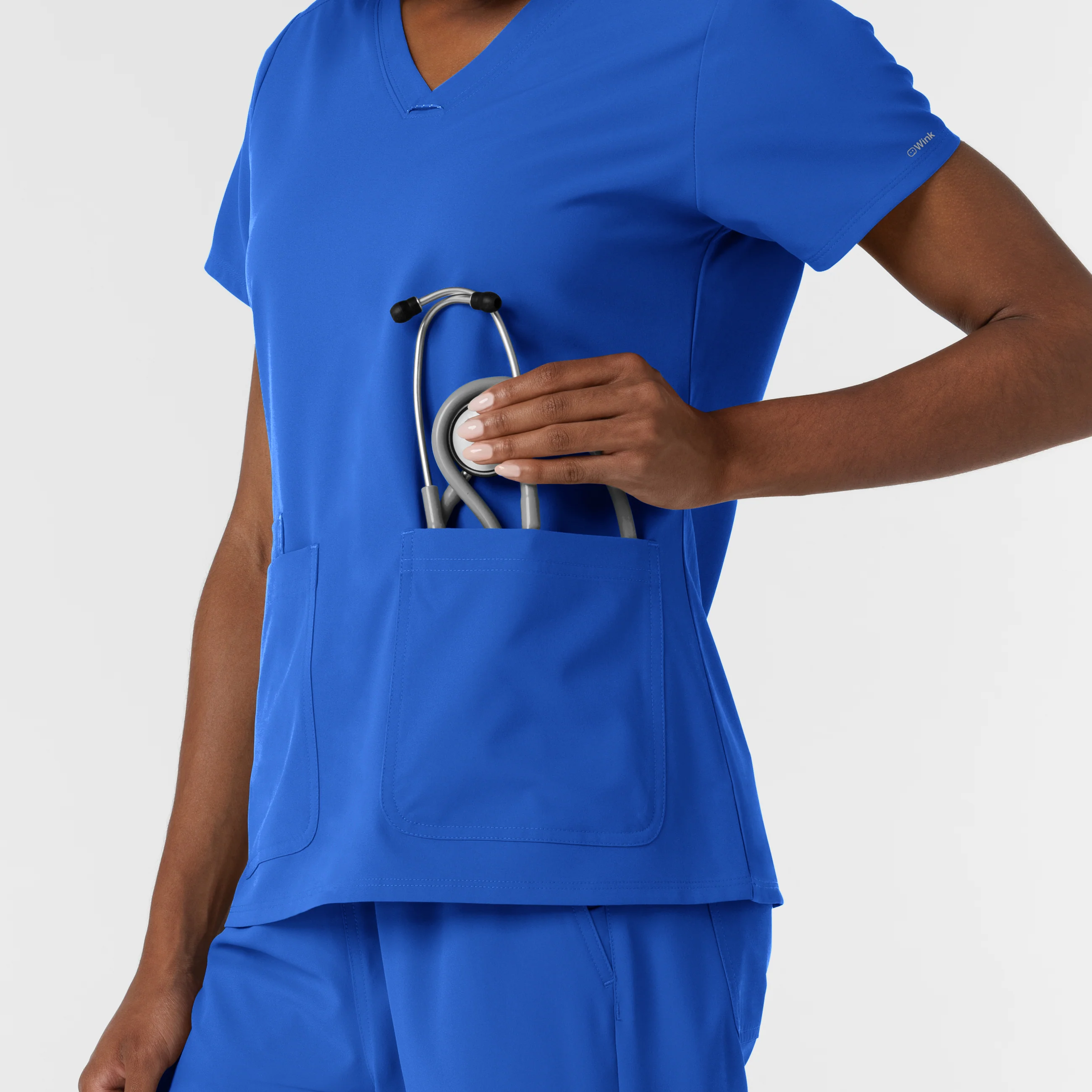 NURTUR Women's V-Neck Scrub Top - Royal - Image 10