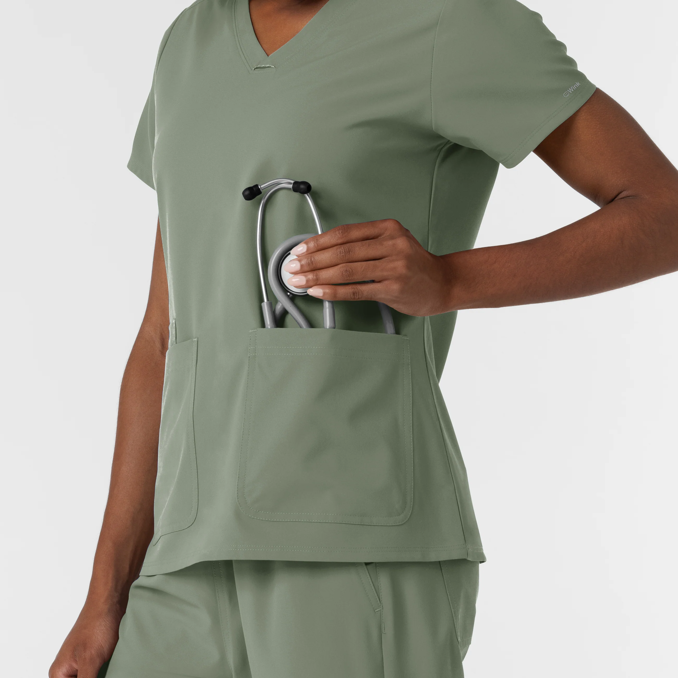 NURTUR Women's V-Neck Scrub Top - Sage - Image 10