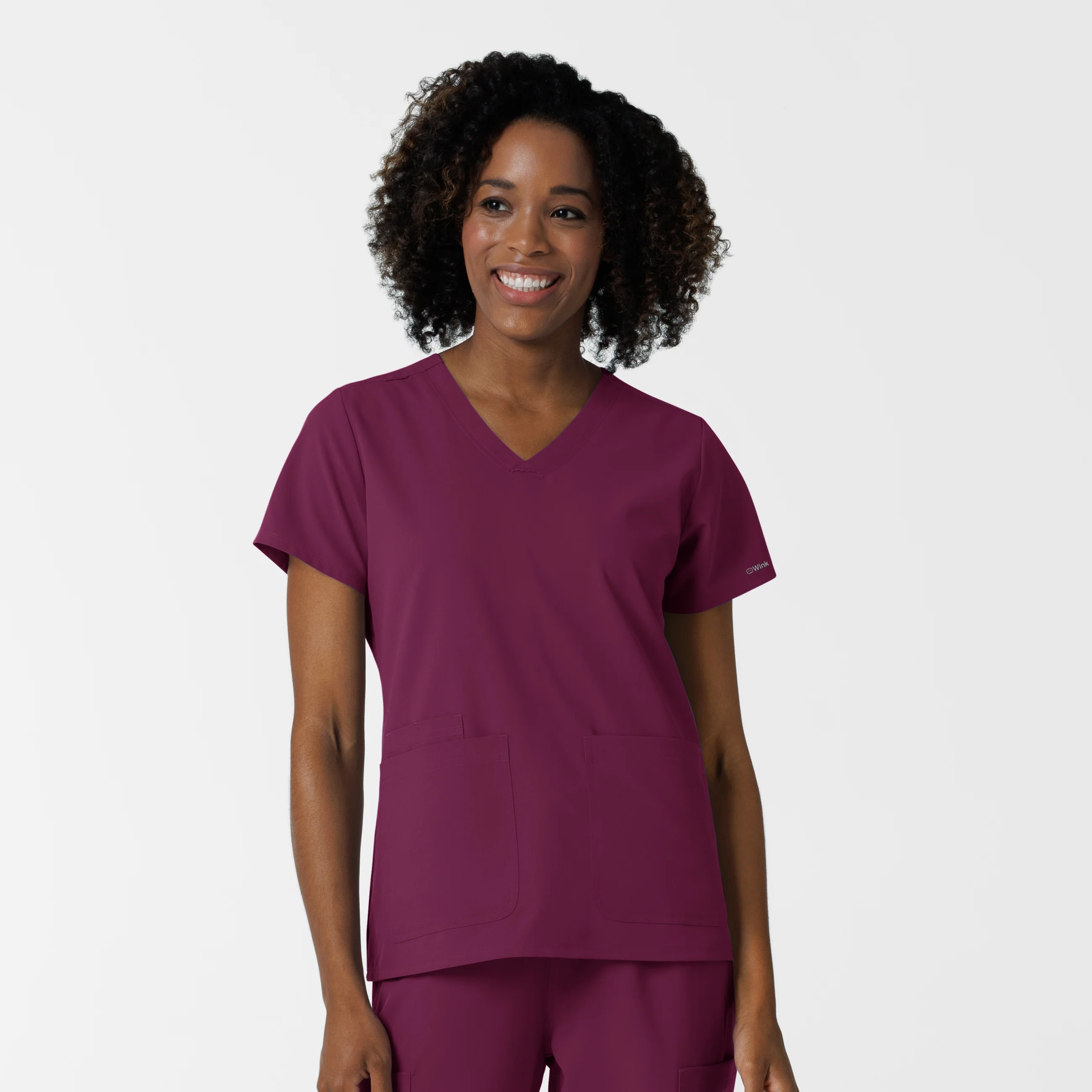 NURTUR Women's V-Neck Scrub Top - Wine