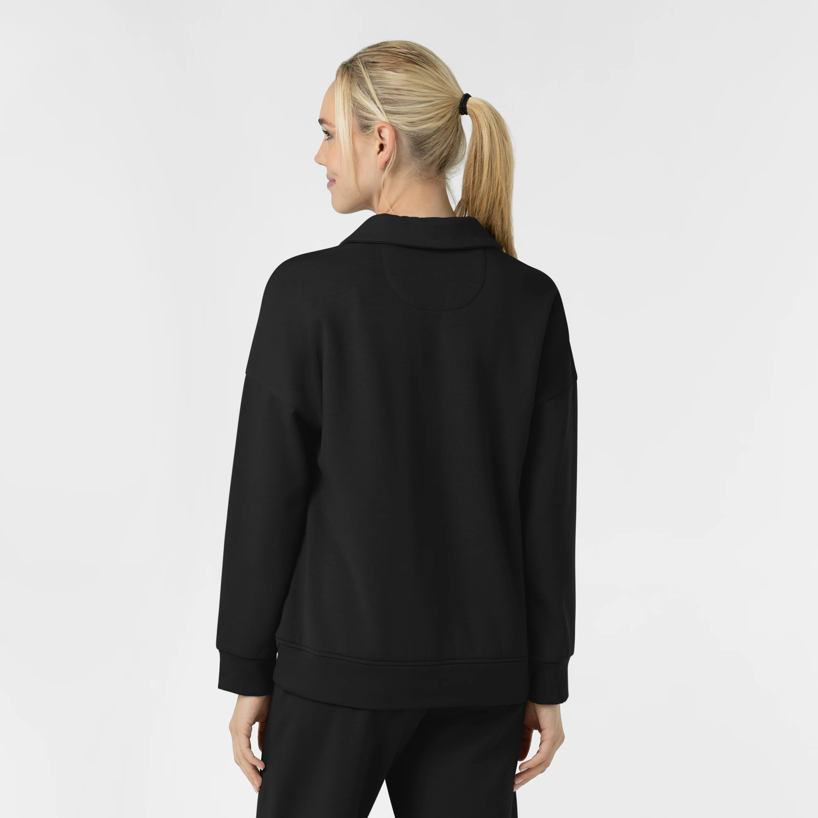 Unwind & Lounge Women's Fleece Pullover Polo - Black - Image 3