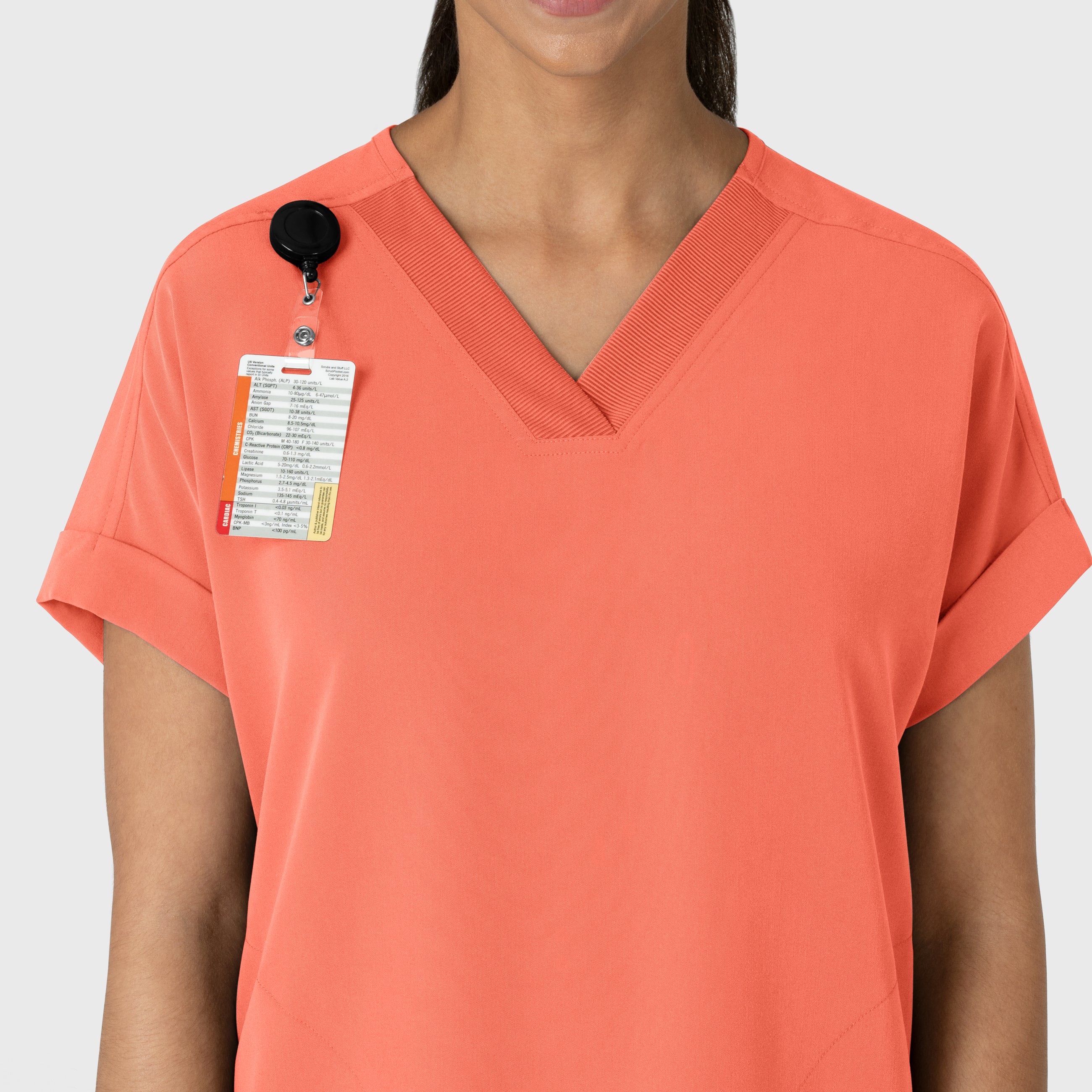 Nova Women's Drop Shoulder Boxy Scrub Top - Sugar Coral - Image 5