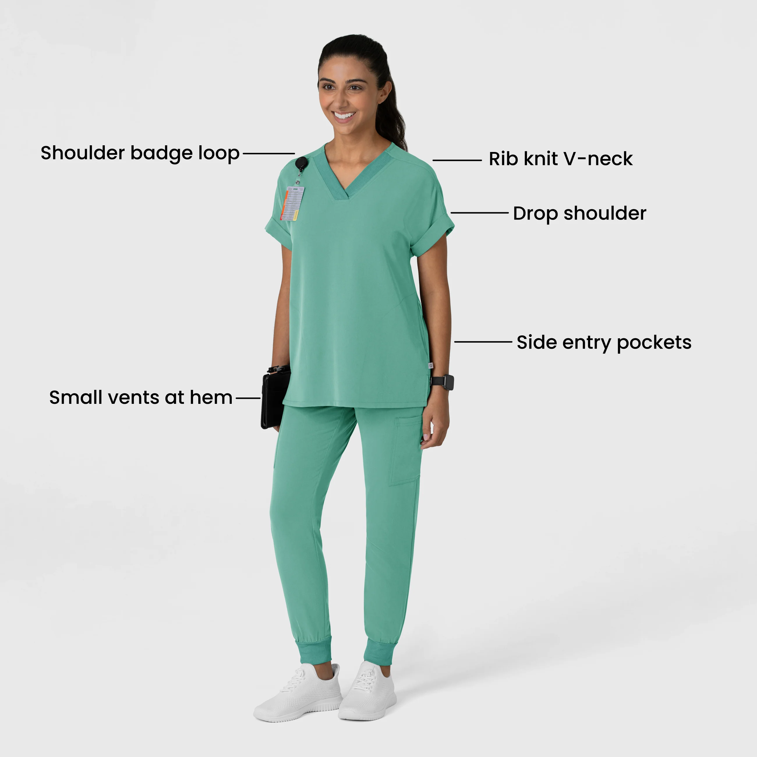 Nova Women's Drop Shoulder Boxy Scrub Top - Turquoise - Image 3