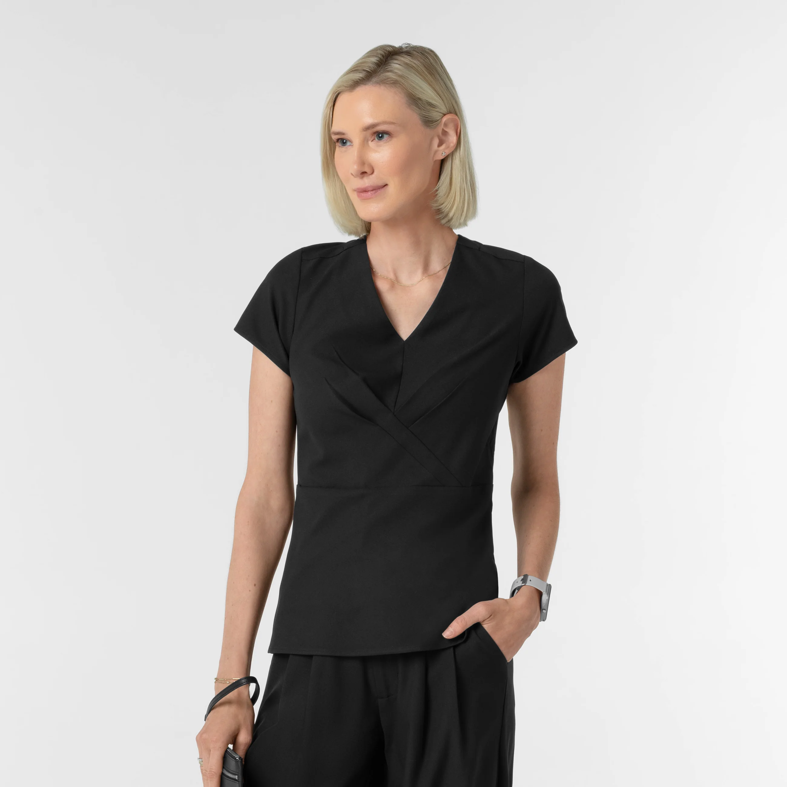 BLK Edit Women's Popover Scrub Top - Black - Image 5