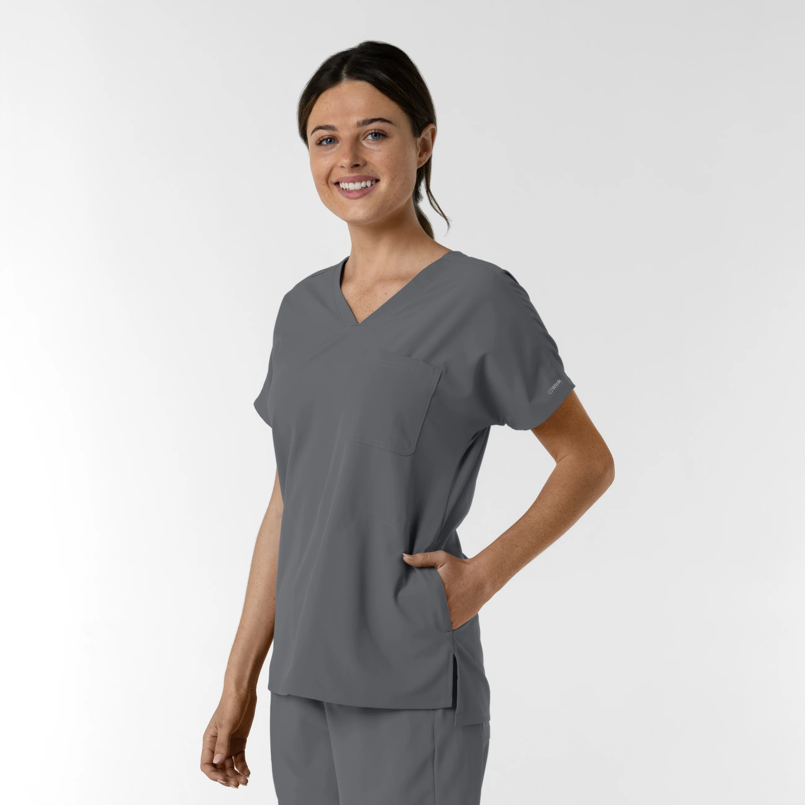 NURTUR Women's Drop Shoulder Tunic Scrub Top - Pewter - Image 4