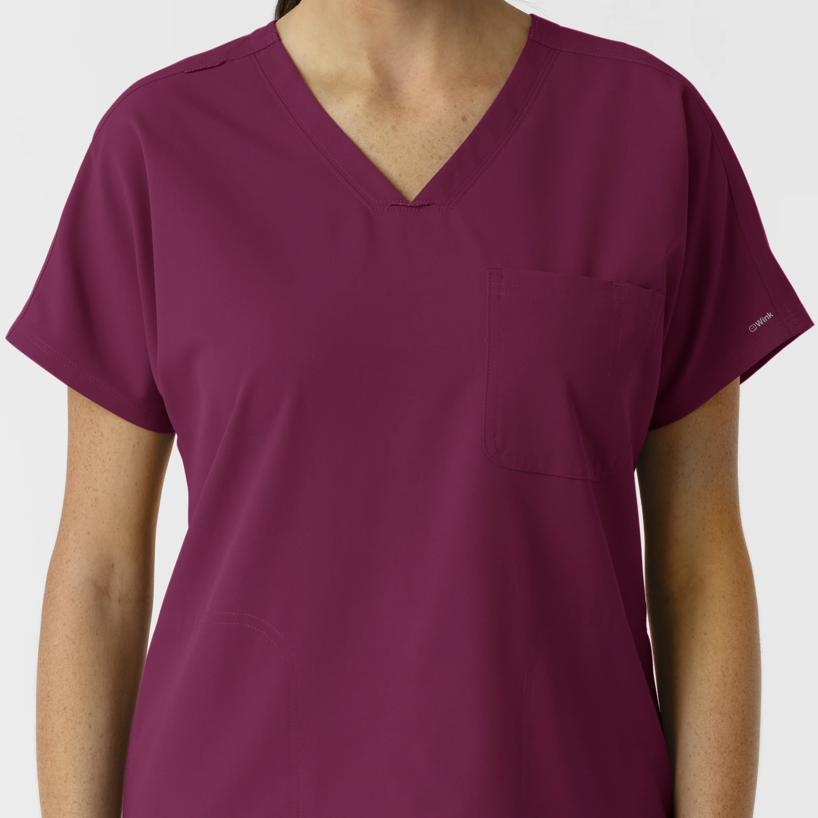 NURTUR Women's Drop Shoulder Tunic Scrub Top - Wine - Image 5