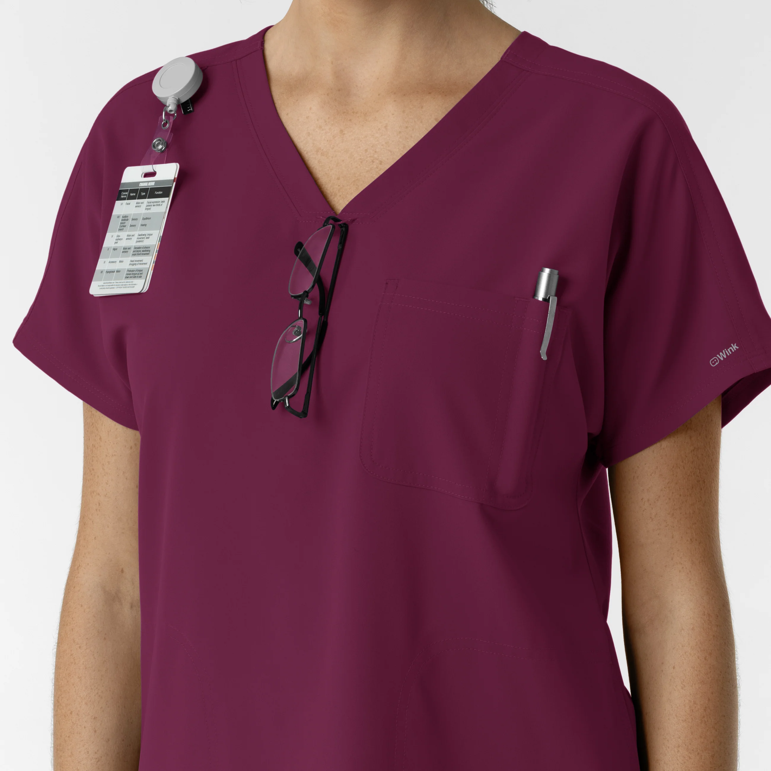NURTUR Women's Drop Shoulder Tunic Scrub Top - Wine - Image 6