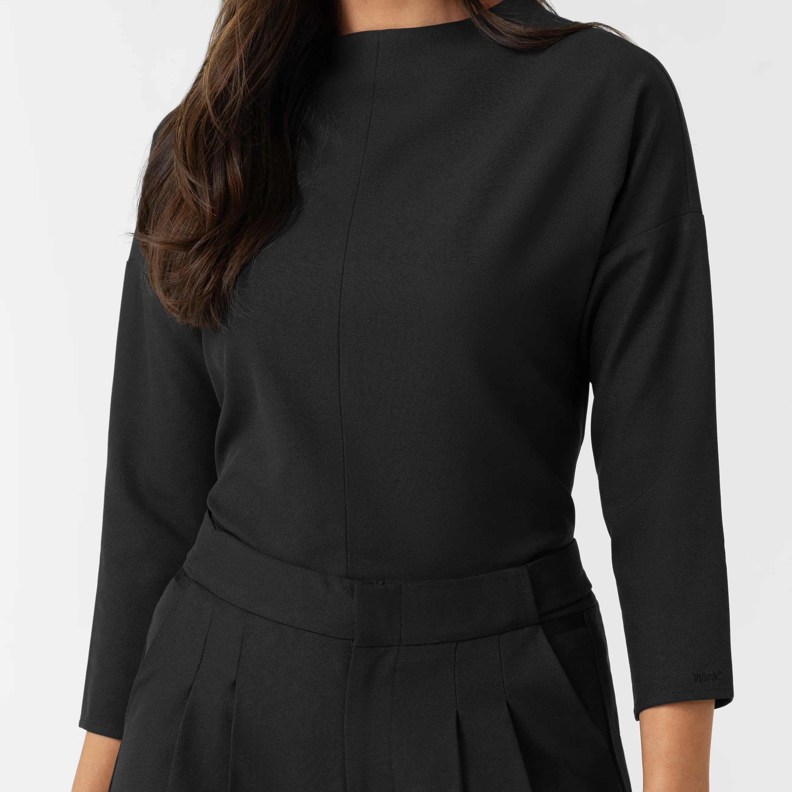 BLK Edit Women's Mock Neck 3/4 Sleeve Scrub Blouse - Black - Image 8