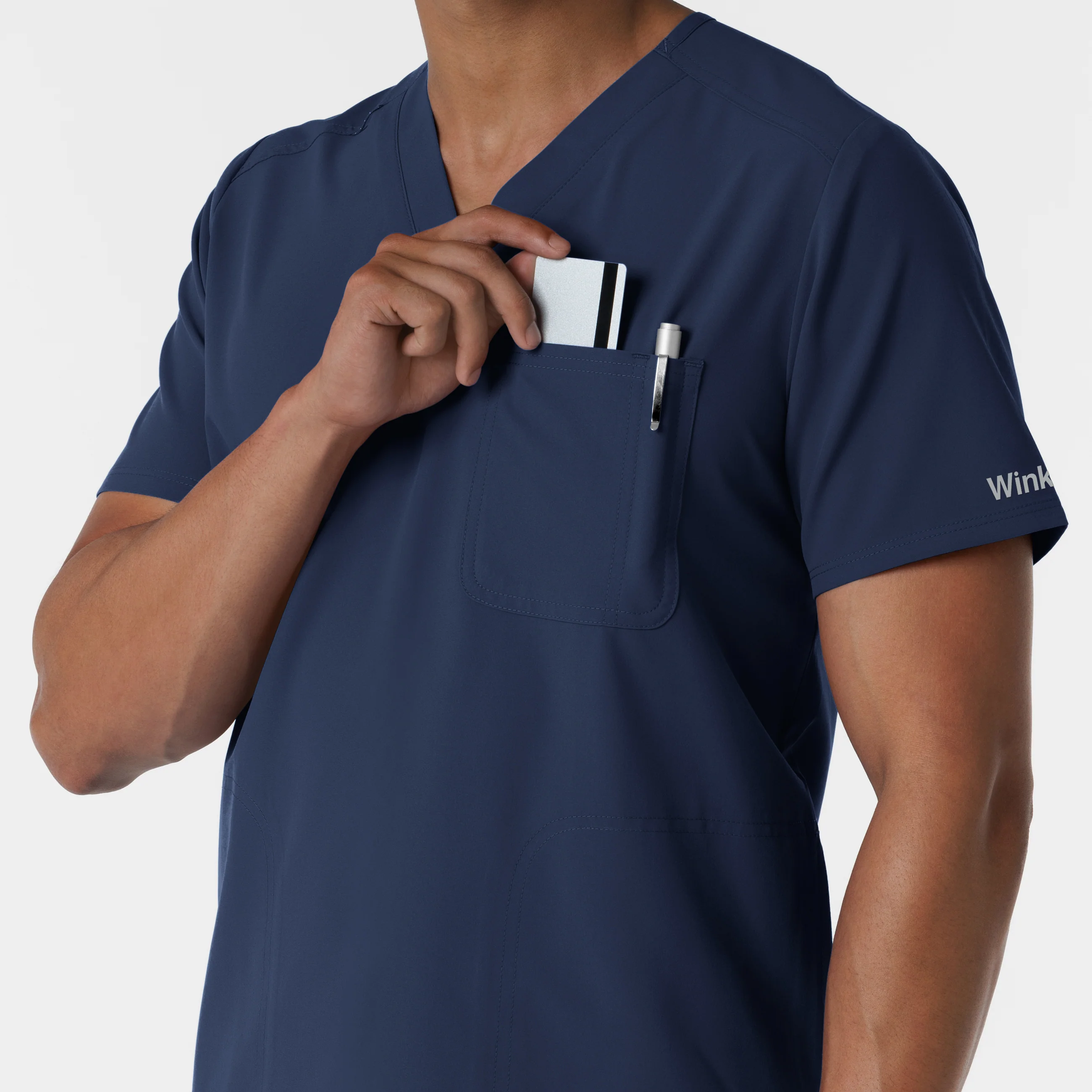 NURTUR Men's V-Neck Scrub Top - Navy - Image 7