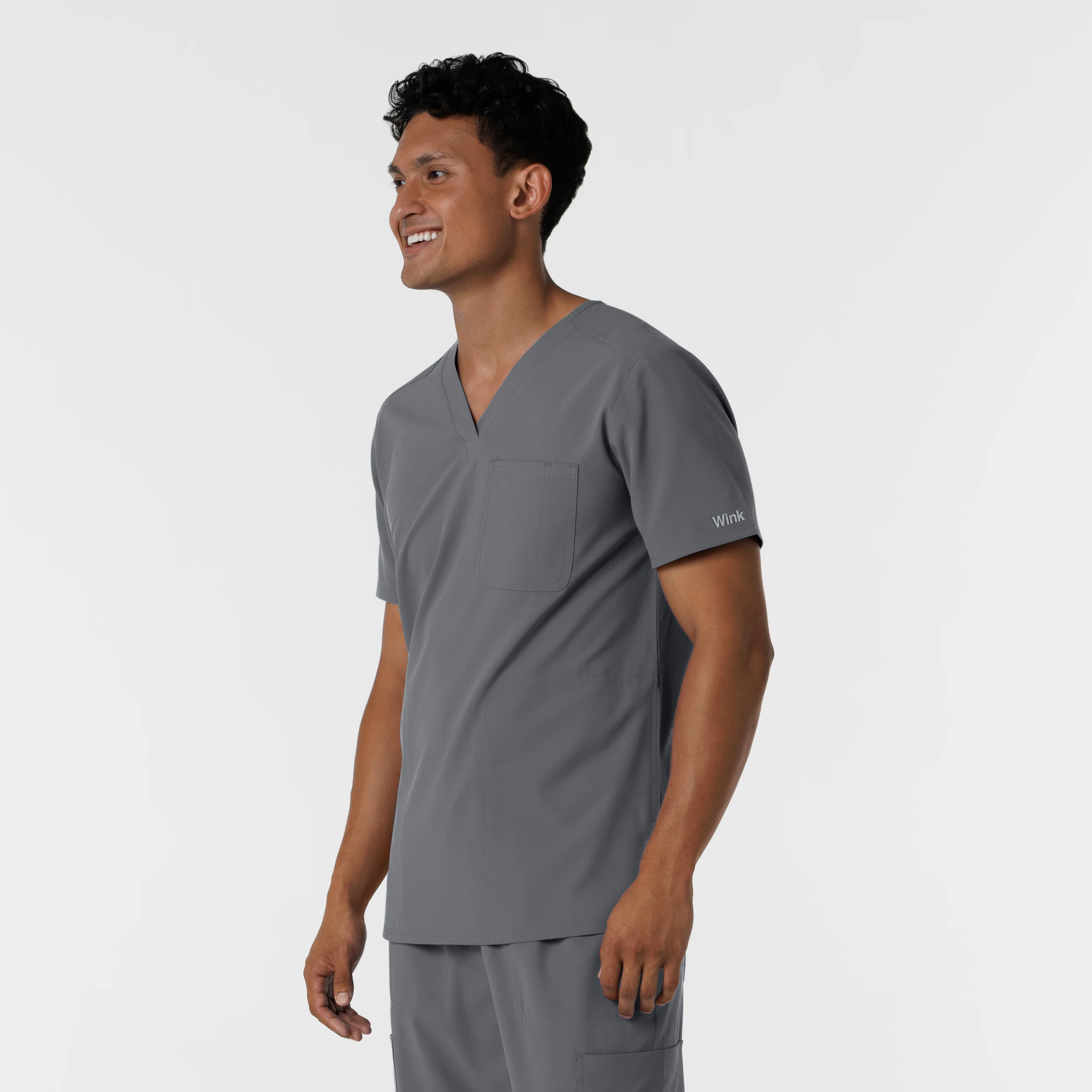 NURTUR Men's V-Neck Scrub Top - Pewter - Image 4