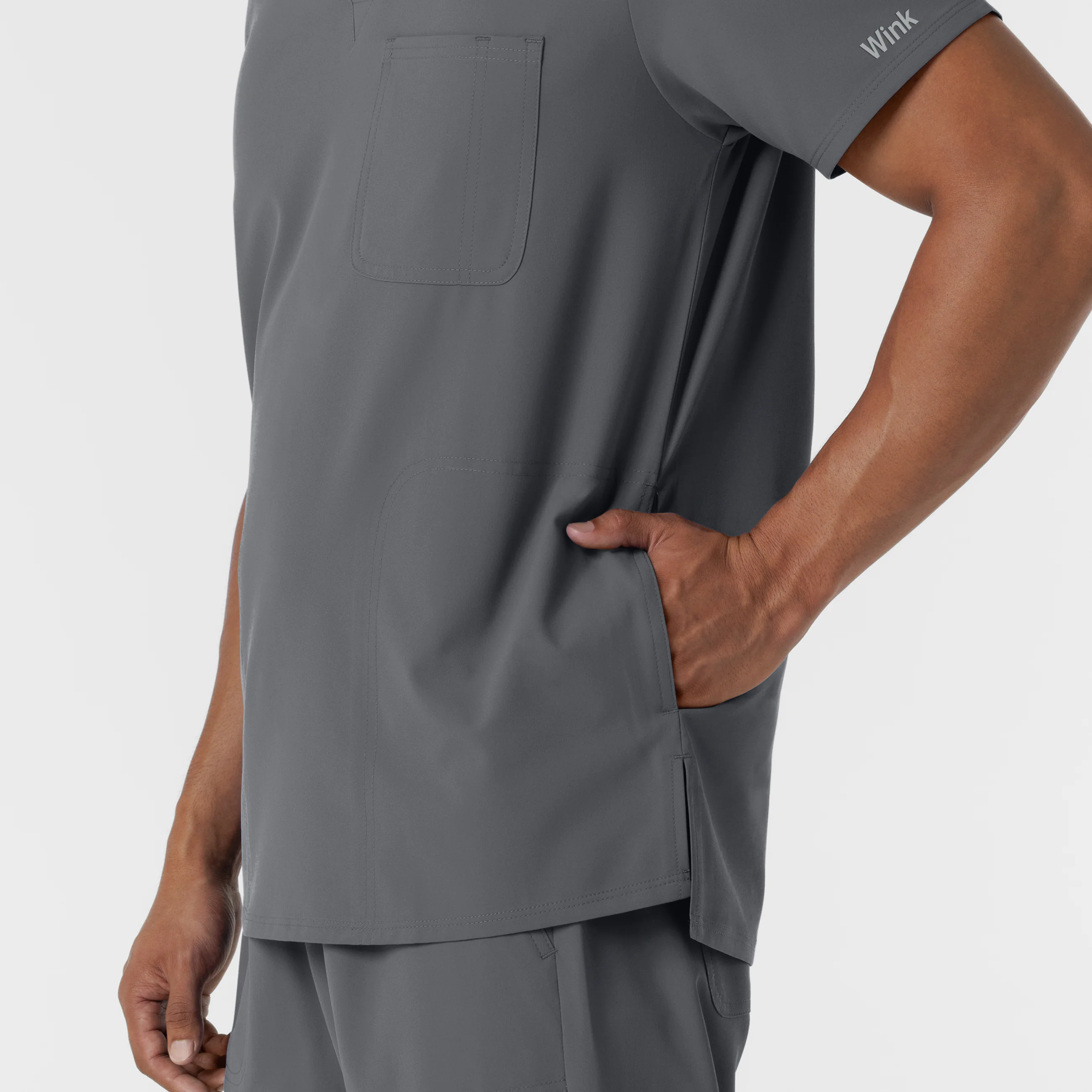 NURTUR Men's V-Neck Scrub Top - Pewter - Image 8