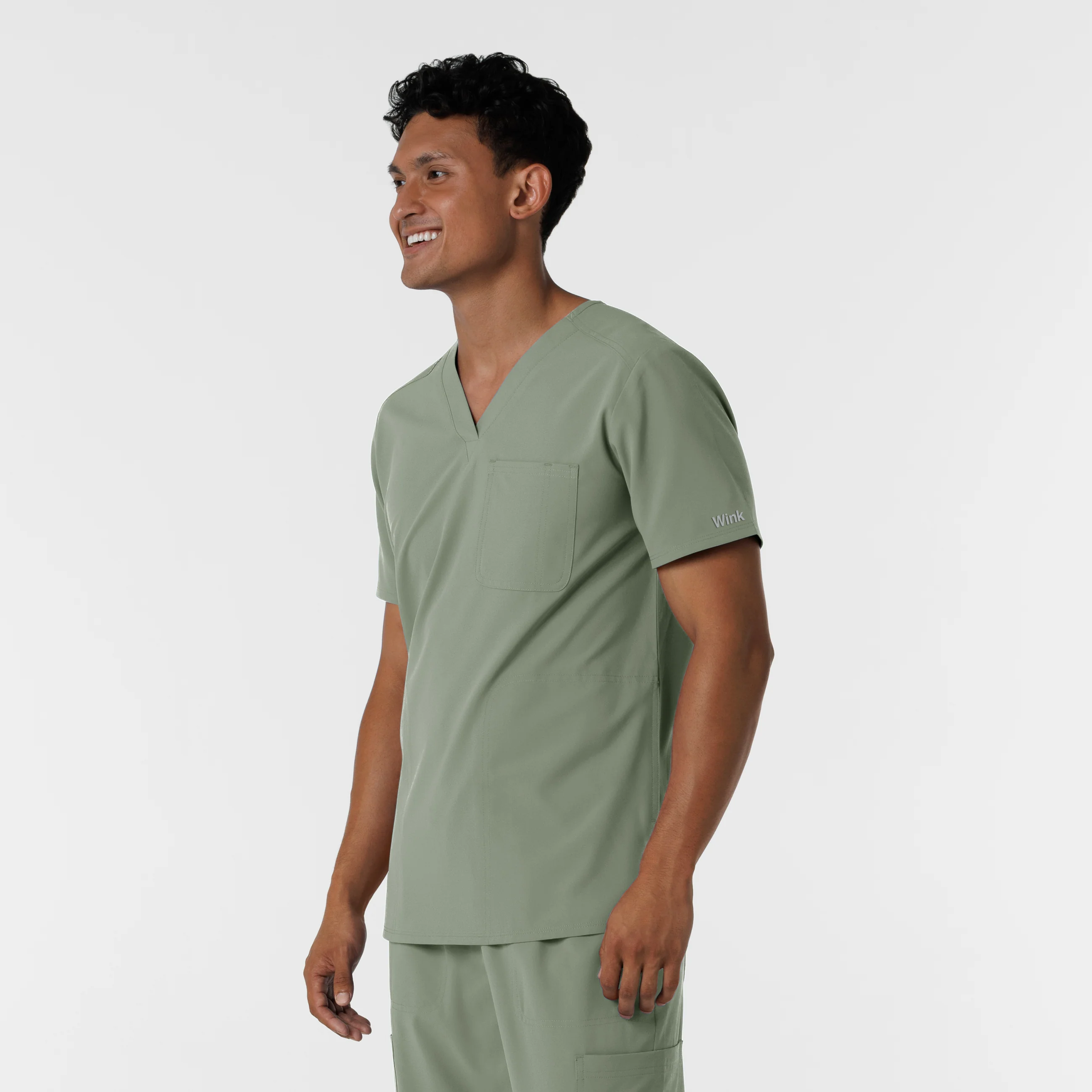 NURTUR Men's V-Neck Scrub Top - Sage - Image 4