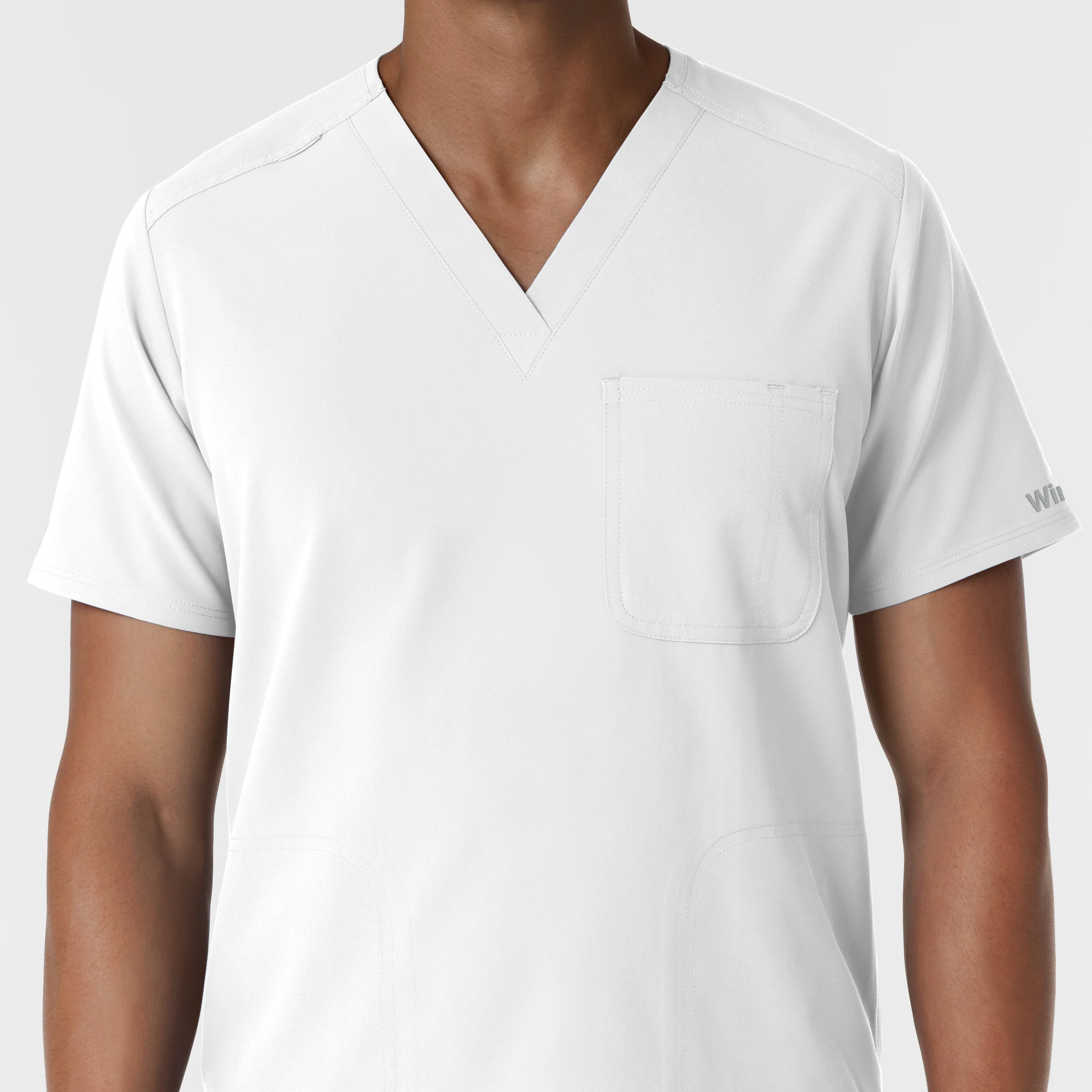 NURTUR Men's V-Neck Scrub Top - White - Image 5