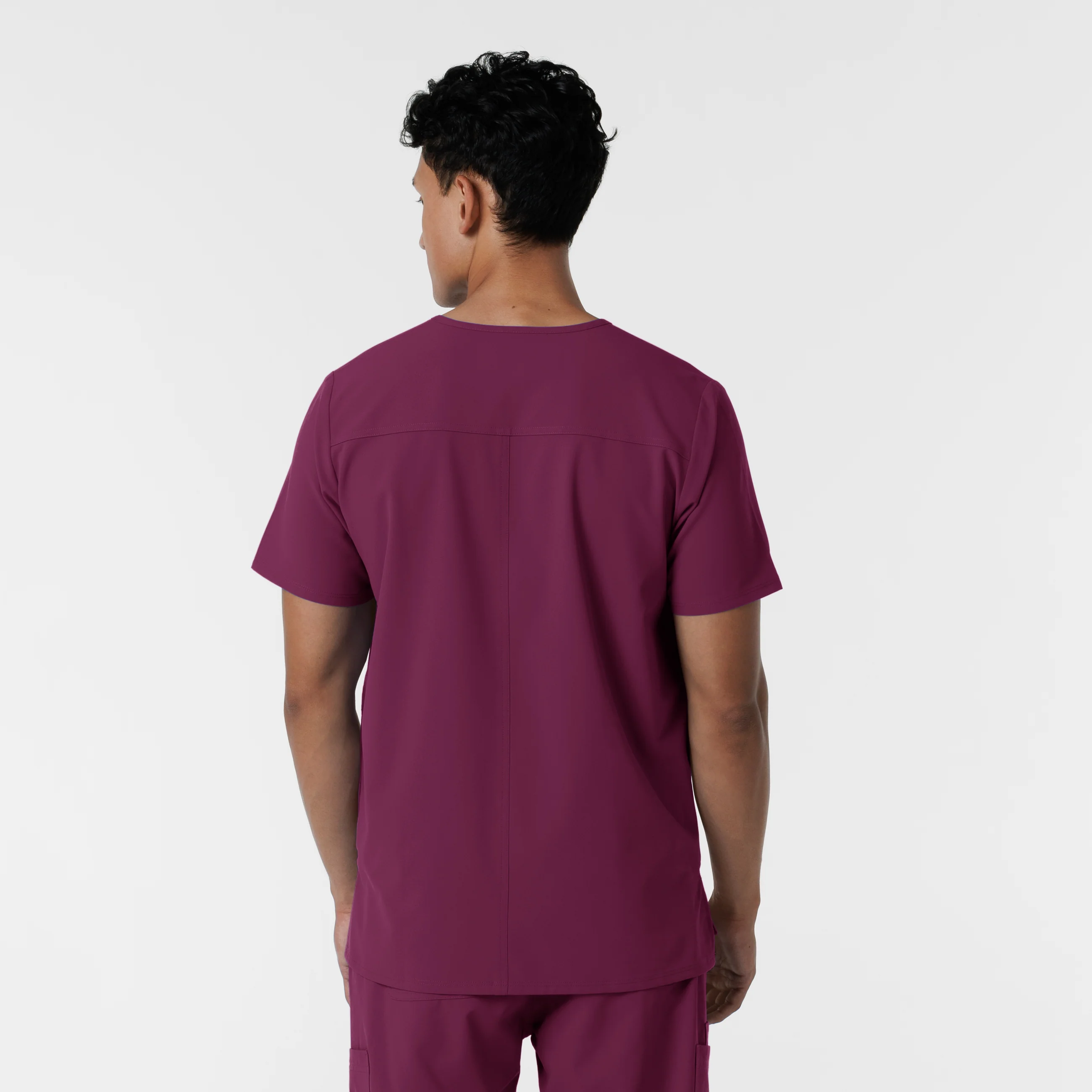 NURTUR Men's V-Neck Scrub Top - Wine - Image 2