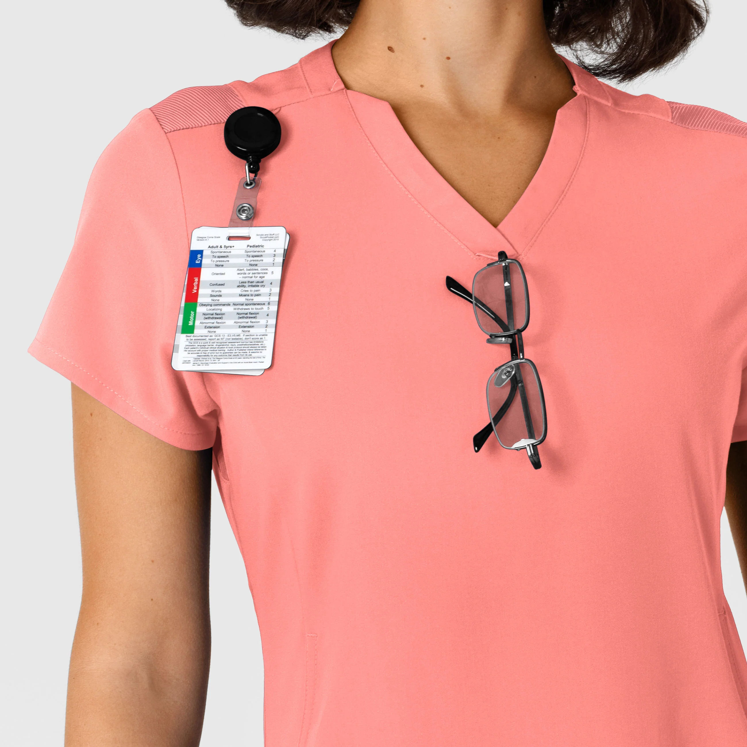 Nova Women's Flex-n-Reach Shoulder Panel V-Neck Scrub Top - Paradise Pink - Image 6