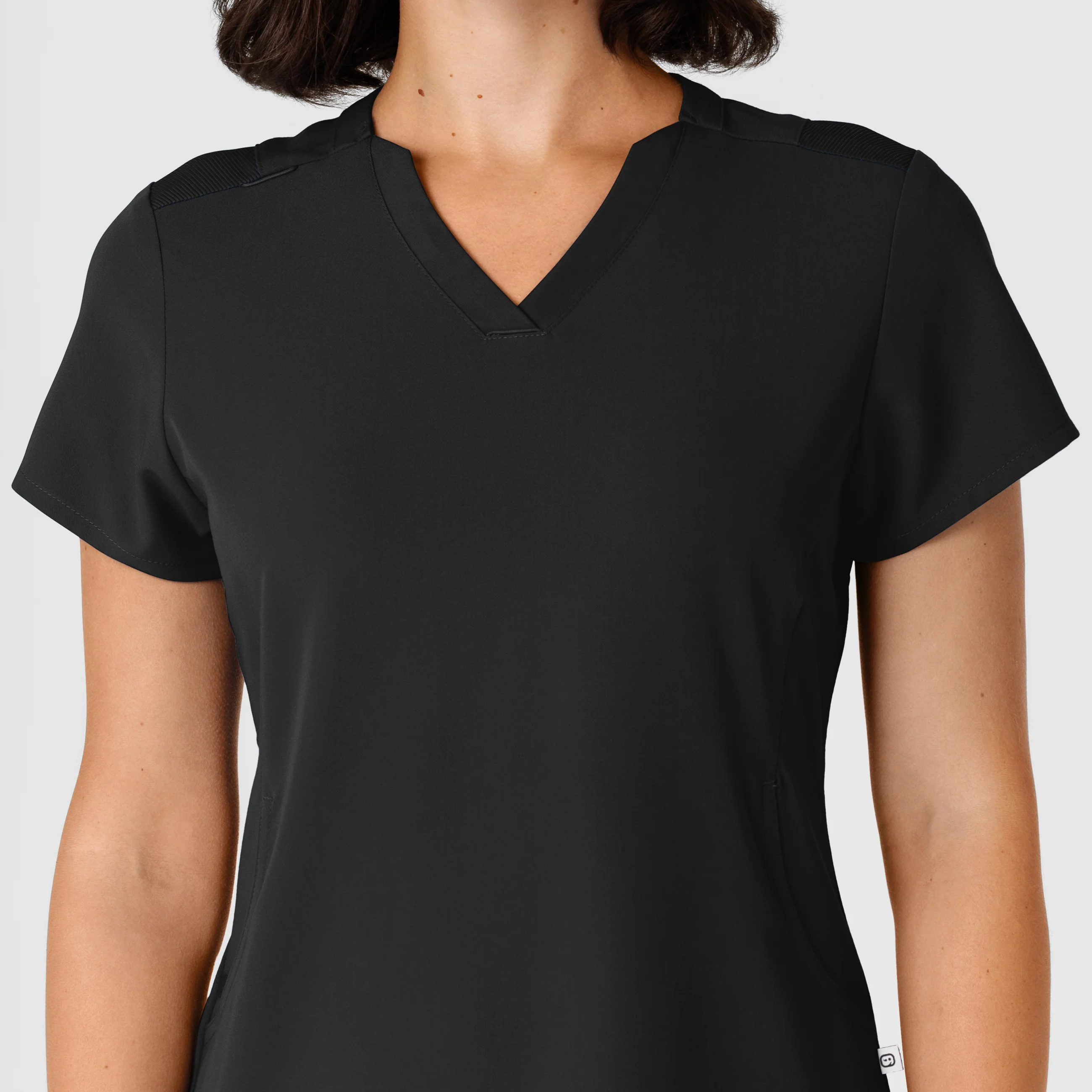 Nova Women's Flex-n-Reach Shoulder Panel V-Neck Scrub Top - Black - Image 5