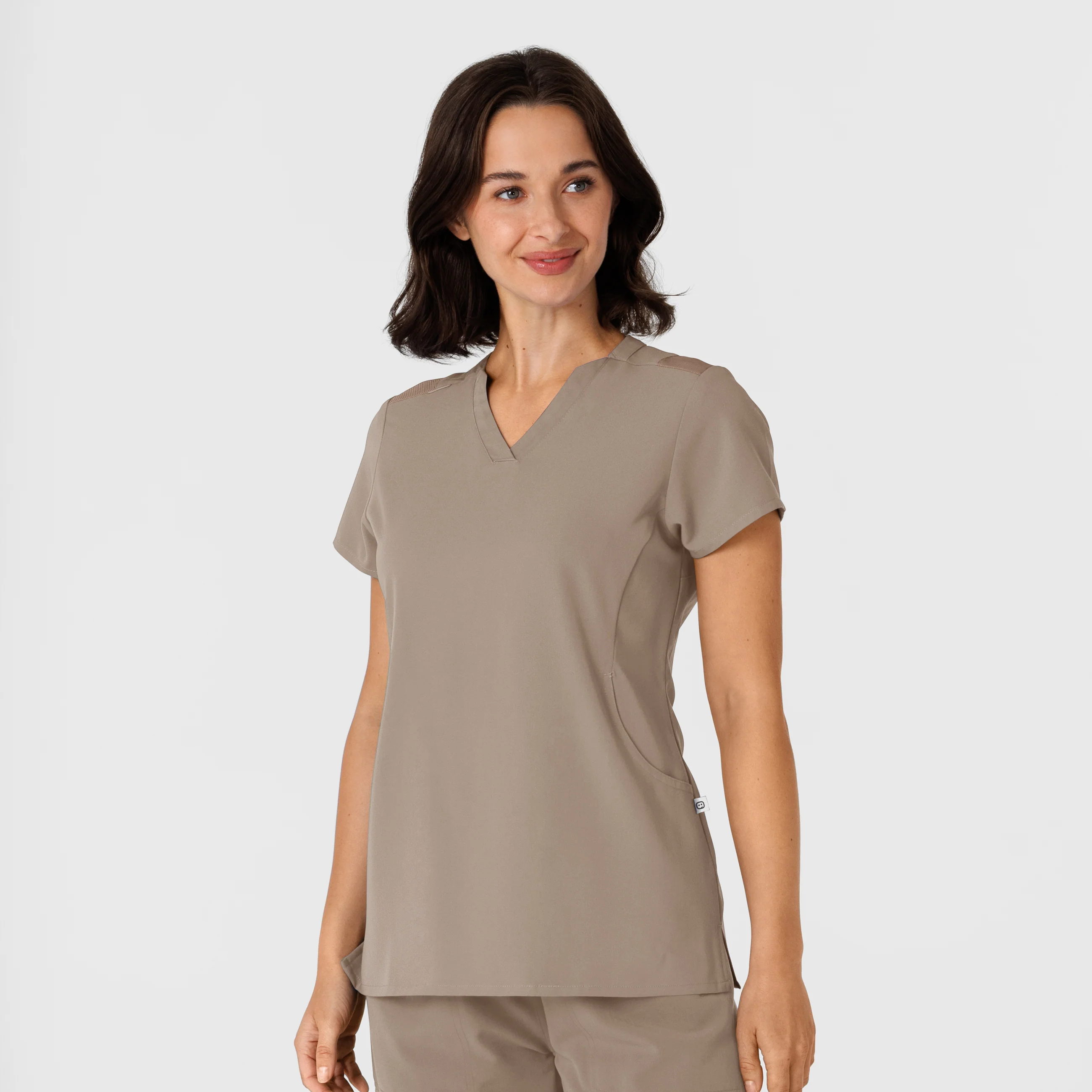 Nova Women's Flex-n-Reach Shoulder Panel V-Neck Scrub Top - Haze - Image 4