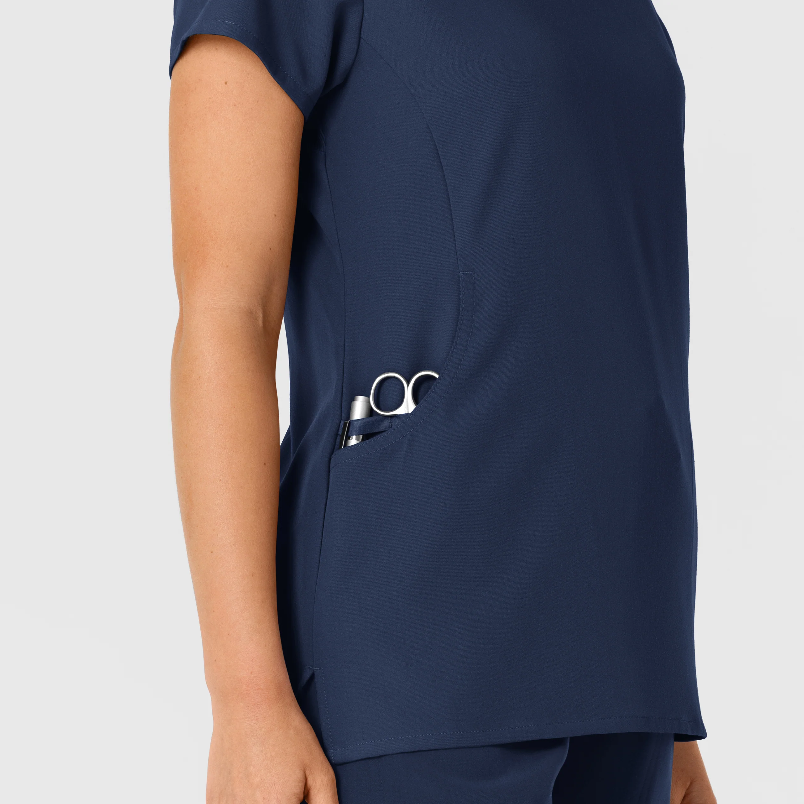 Nova Women's Flex-n-Reach Shoulder Panel V-Neck Scrub Top - Navy - Image 7