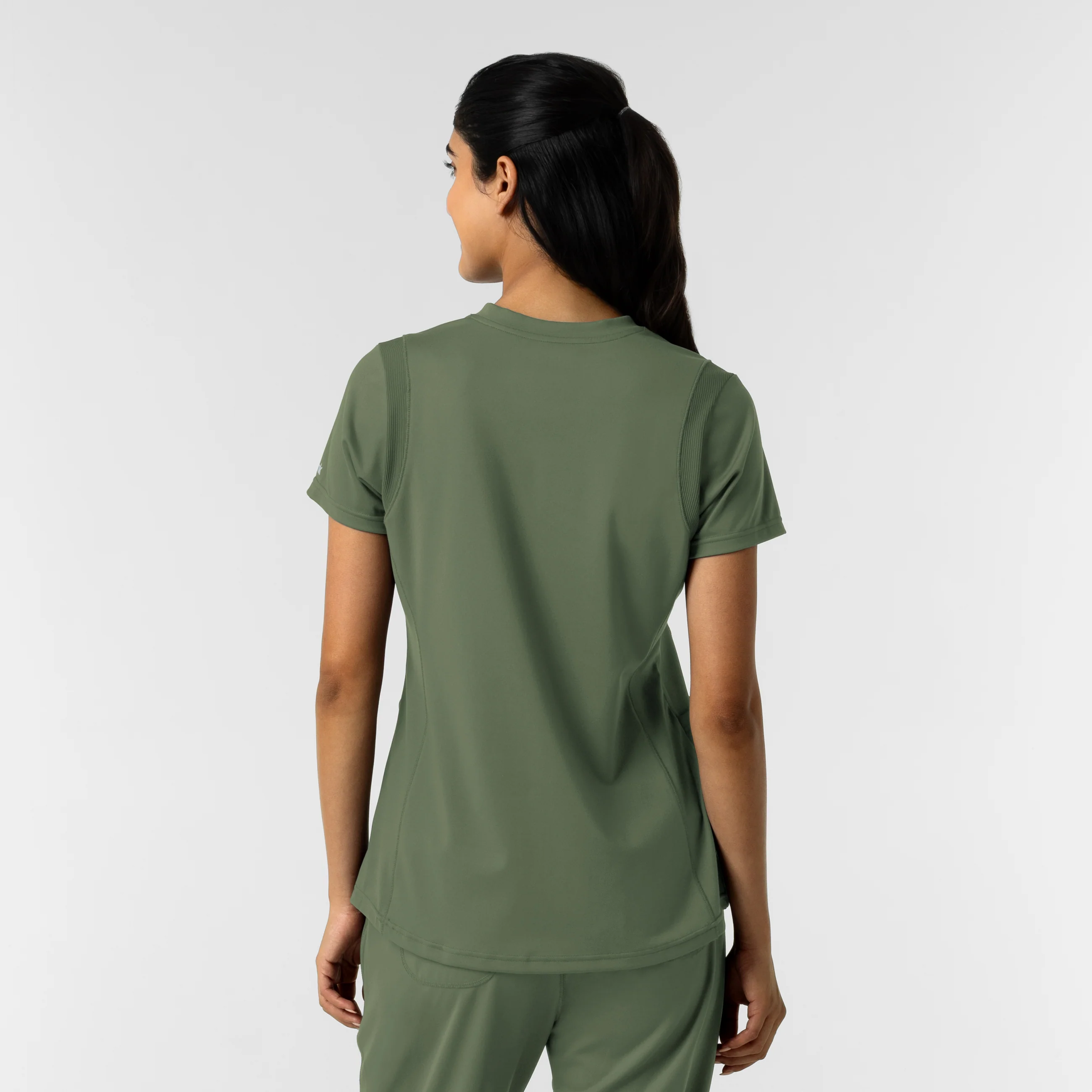 RENEW Knit Women's 2-Pocket Scrub Top - Olive - Image 2