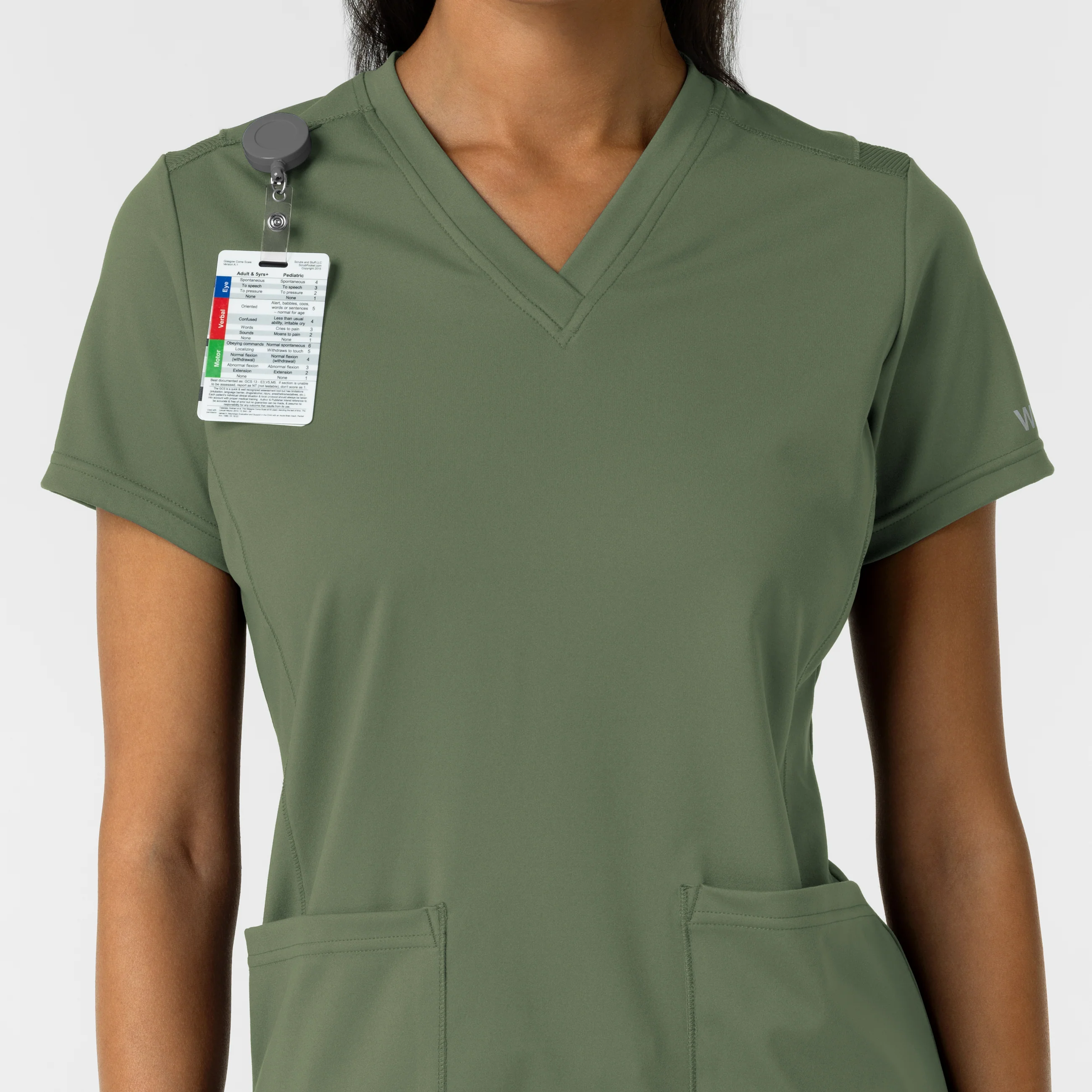 RENEW Knit Women's 2-Pocket Scrub Top - Olive - Image 6