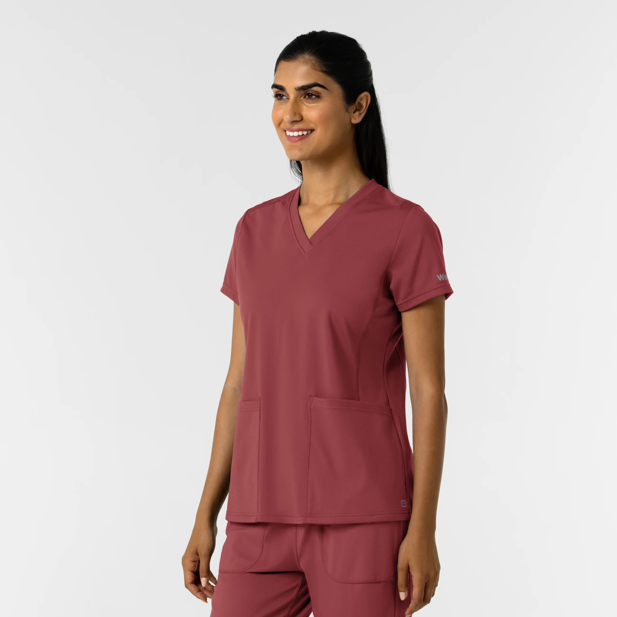 RENEW Knit Women's 2-Pocket Scrub Top - Ruby - Image 4