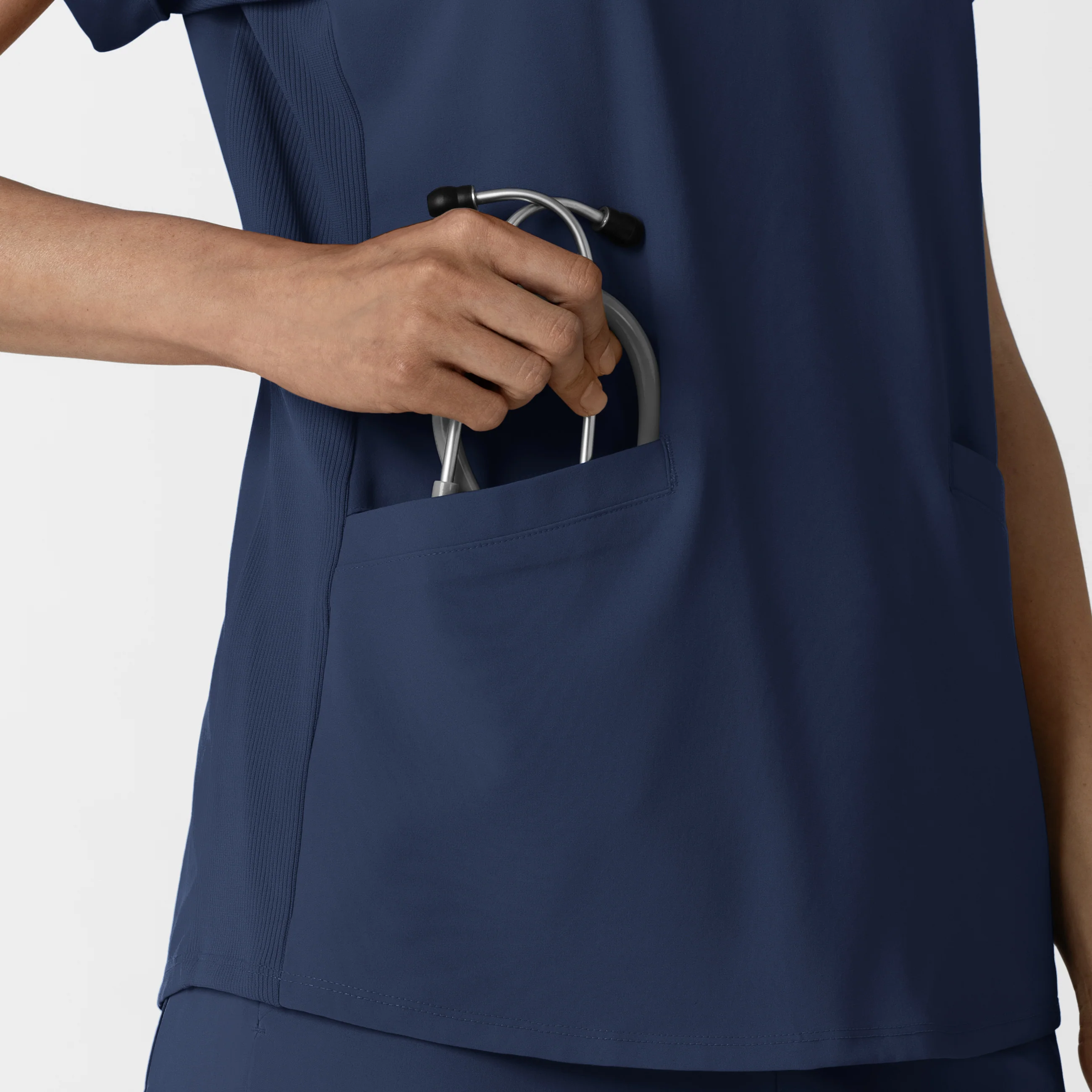 RENEW Women’s Flex-n-Reach Collar Scrub Top - Navy - Image 7