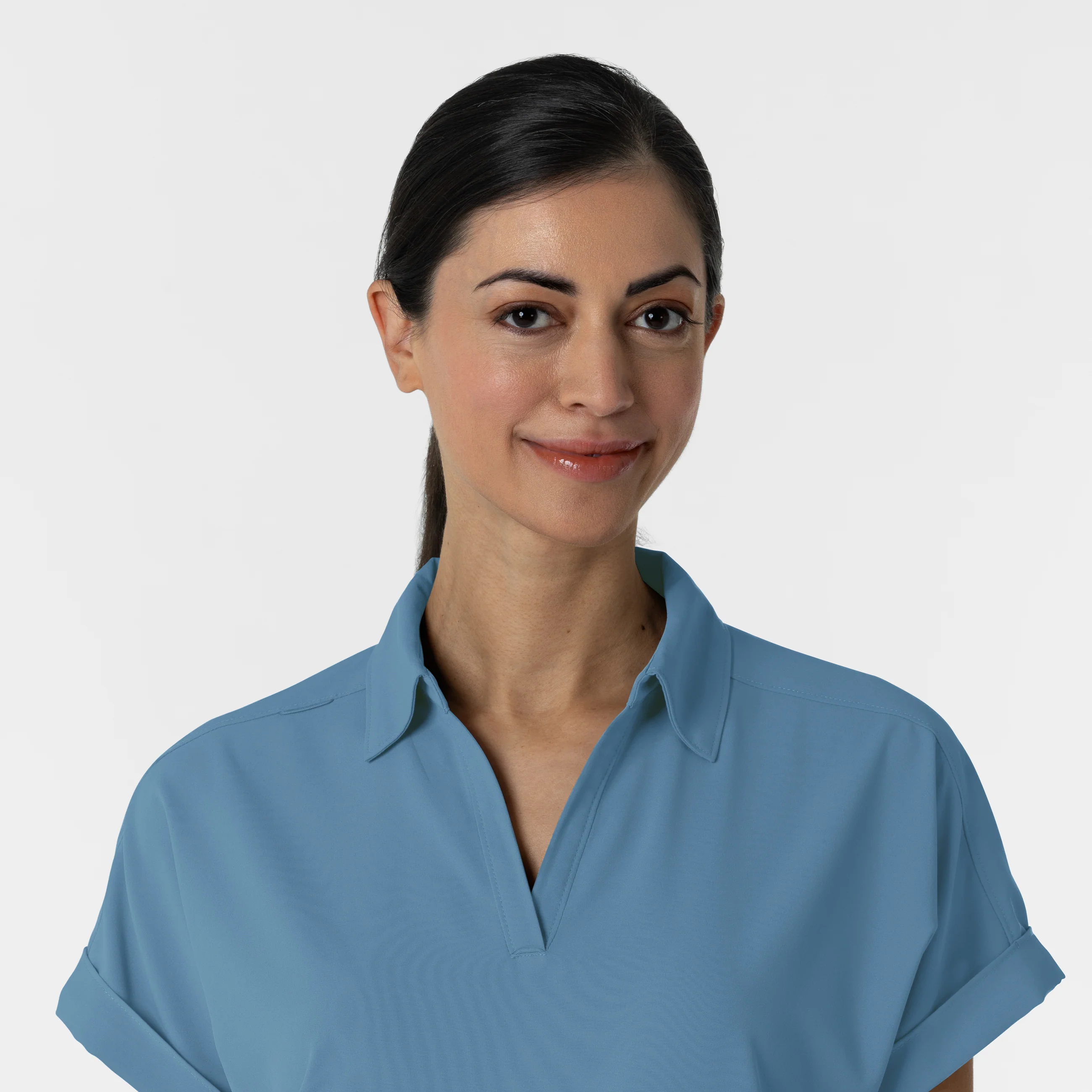 RENEW Women’s Flex-n-Reach Collar Scrub Top - Pacific Blue - Image 5