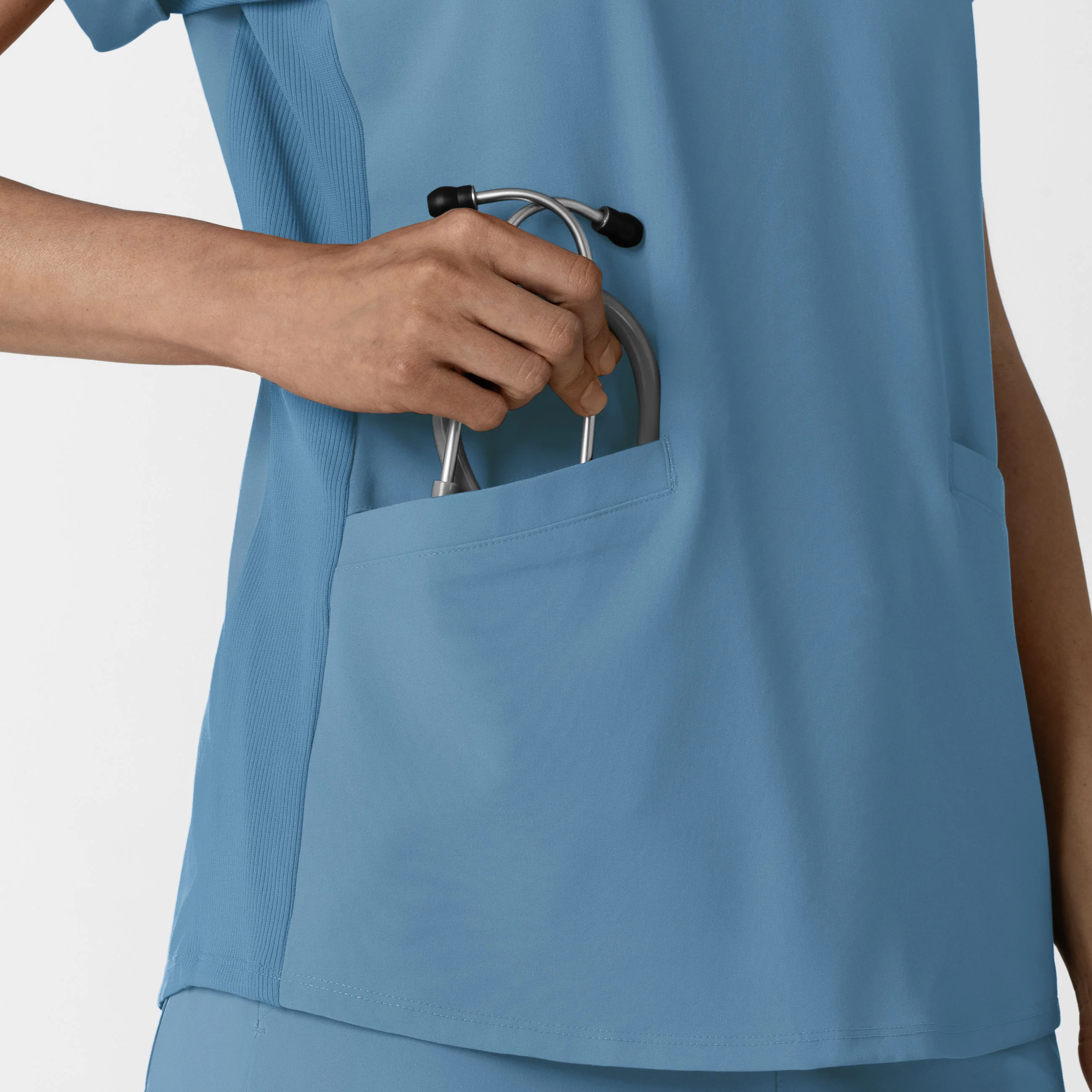 RENEW Women’s Flex-n-Reach Collar Scrub Top - Pacific Blue - Image 7