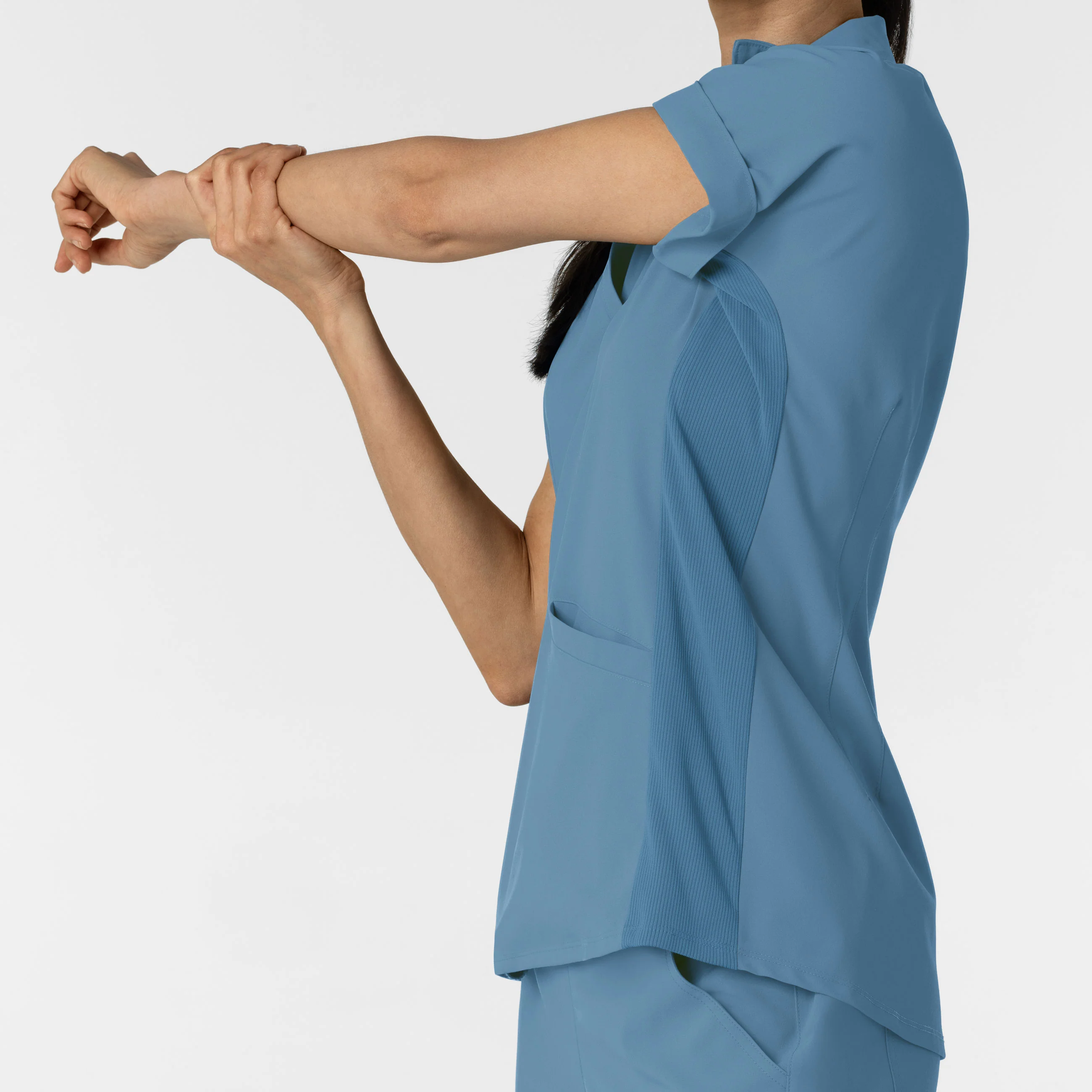 RENEW Women’s Flex-n-Reach Collar Scrub Top - Pacific Blue - Image 9