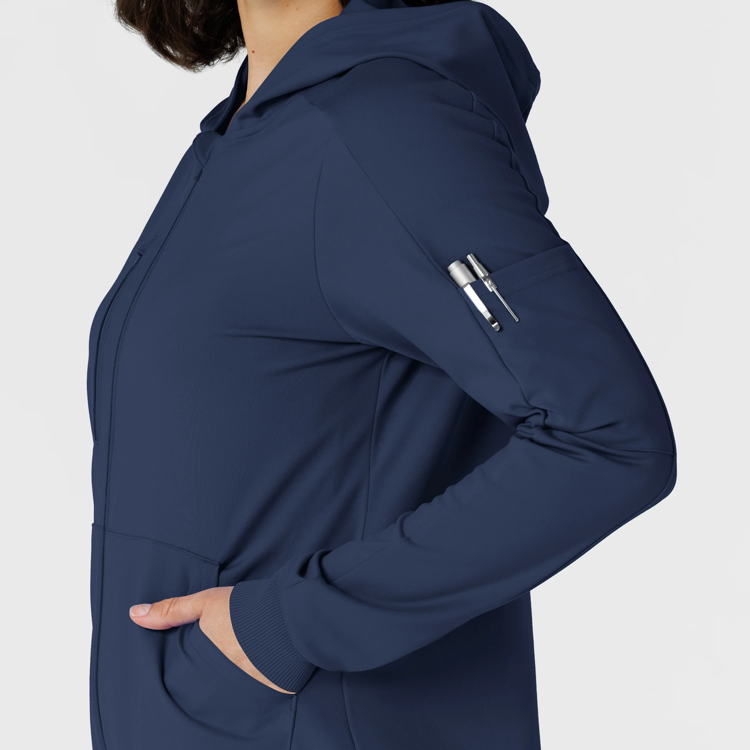 RENEW Knit Women’s Zip Hoodie - Navy - Image 9