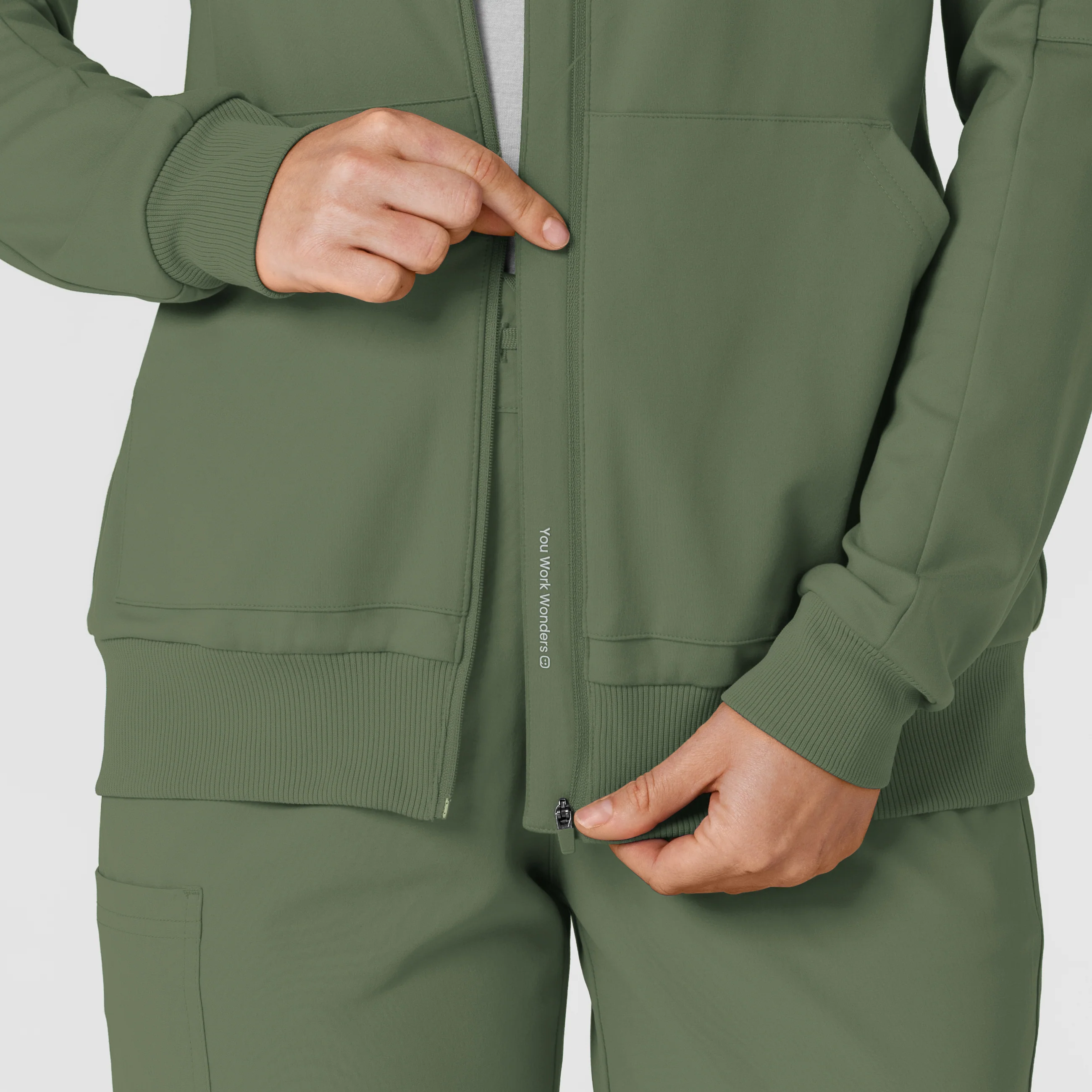 RENEW Knit Women’s Zip Hoodie - Olive - Image 12