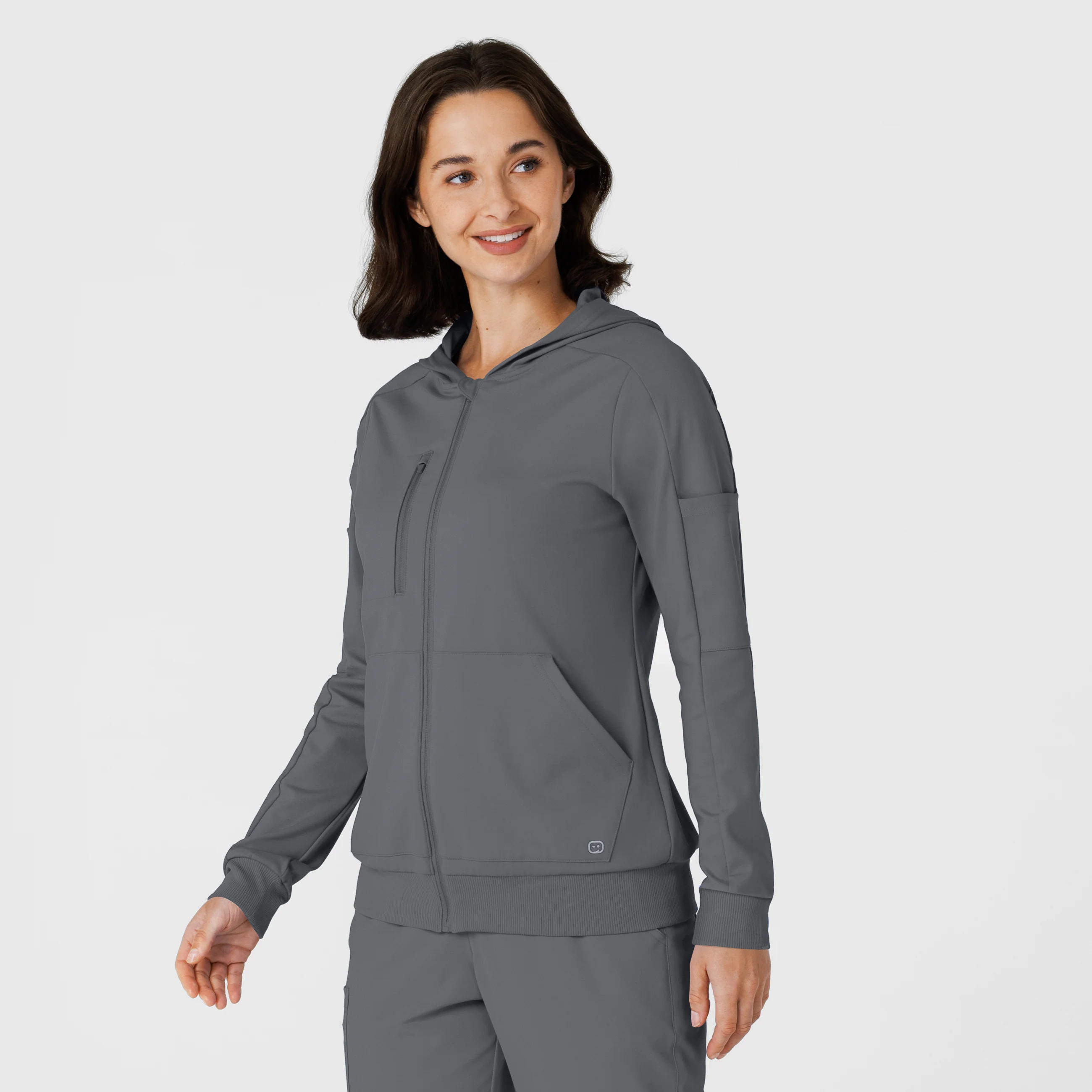 RENEW Knit Women’s Zip Hoodie - Pewter - Image 4
