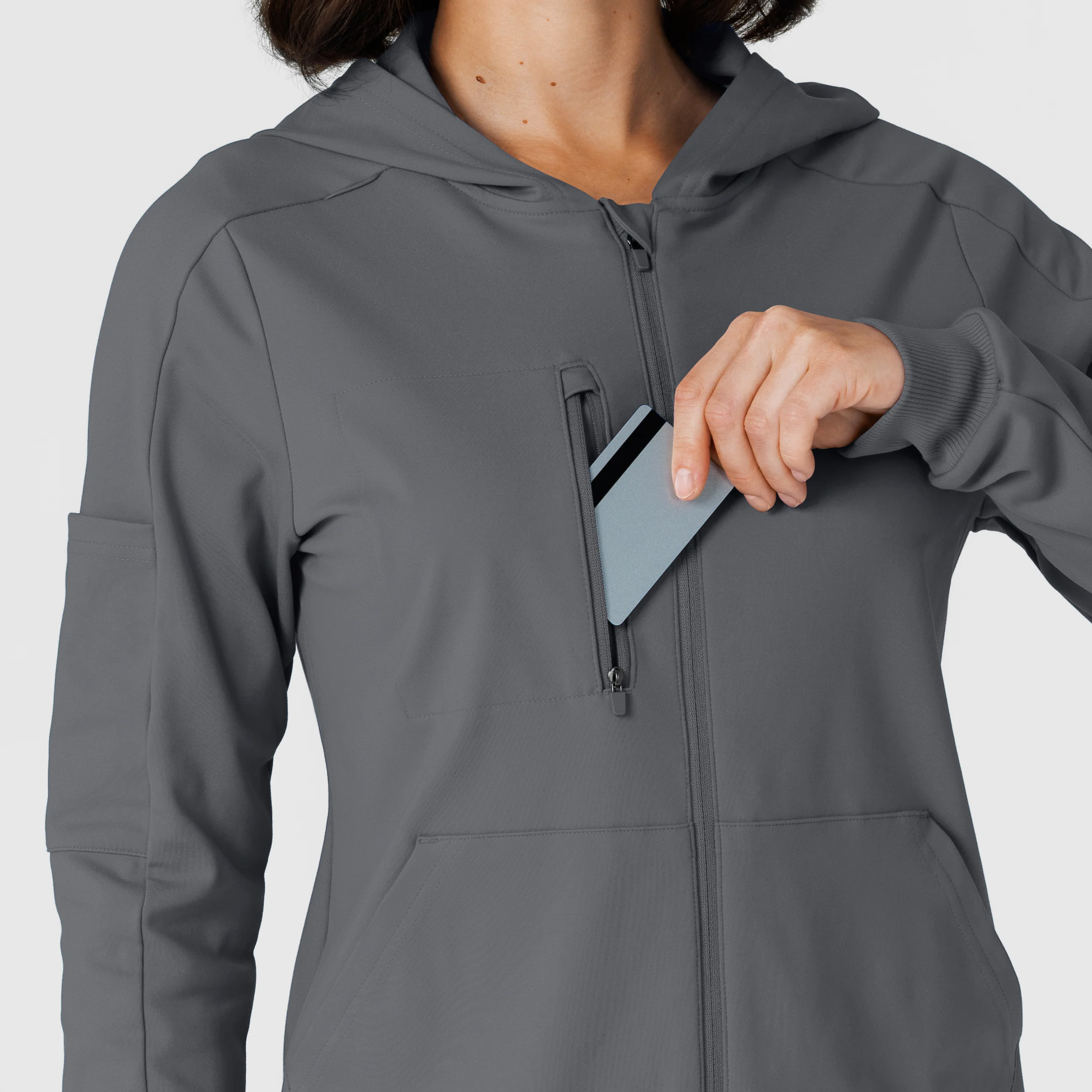 RENEW Knit Women’s Zip Hoodie - Pewter - Image 8
