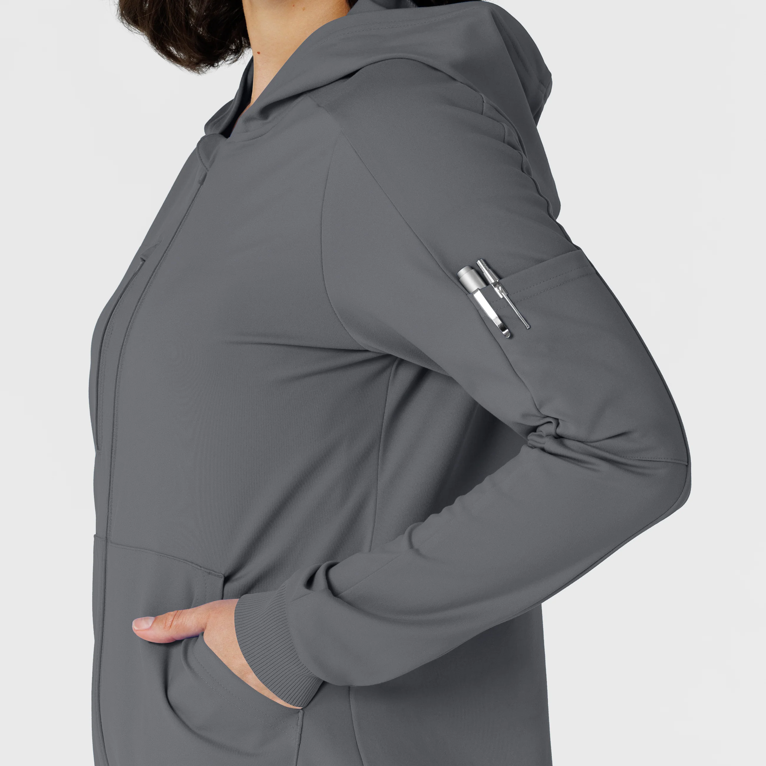 RENEW Knit Women’s Zip Hoodie - Pewter - Image 9