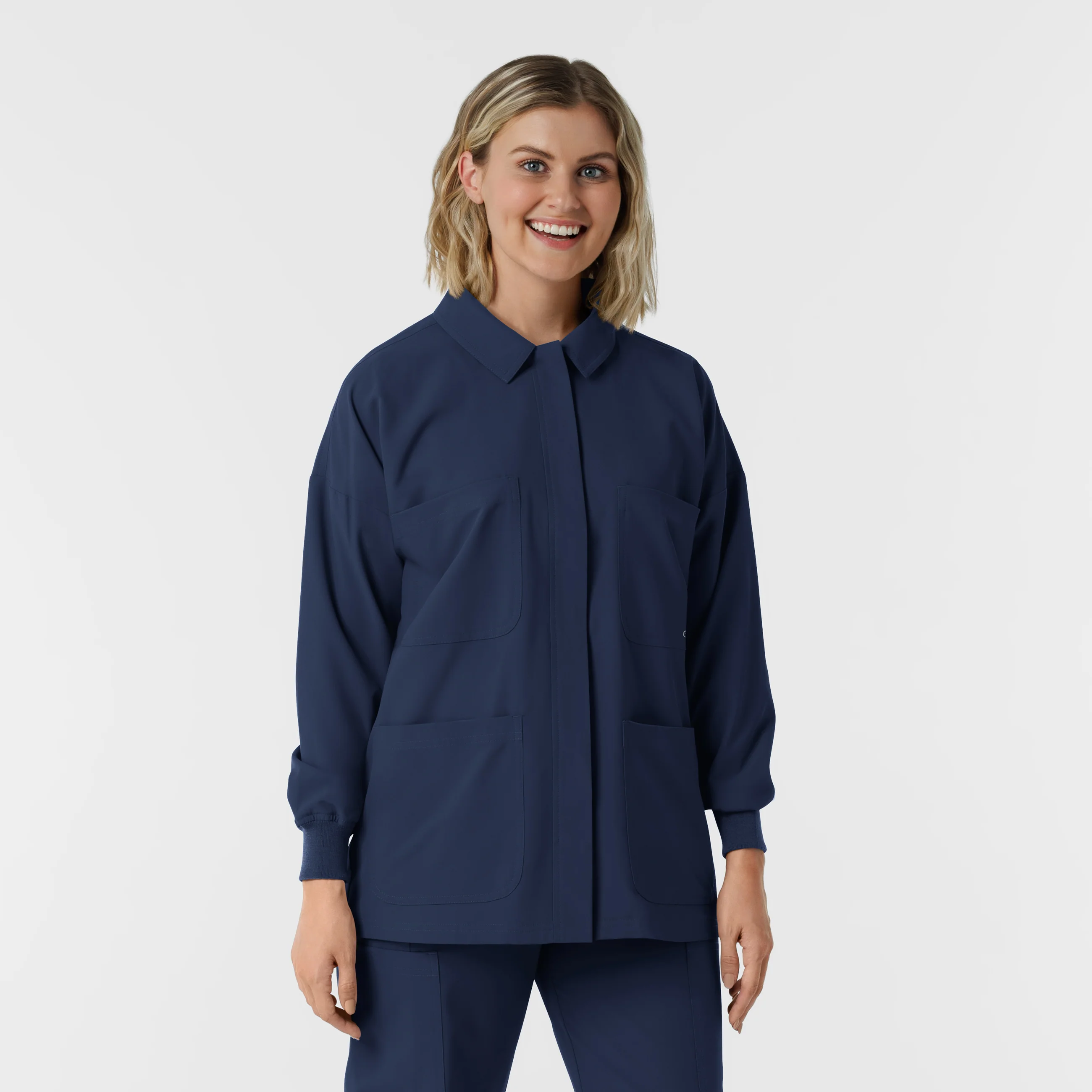 NURTUR Women’s Scrub Shirt Jacket - Navy - Image 4