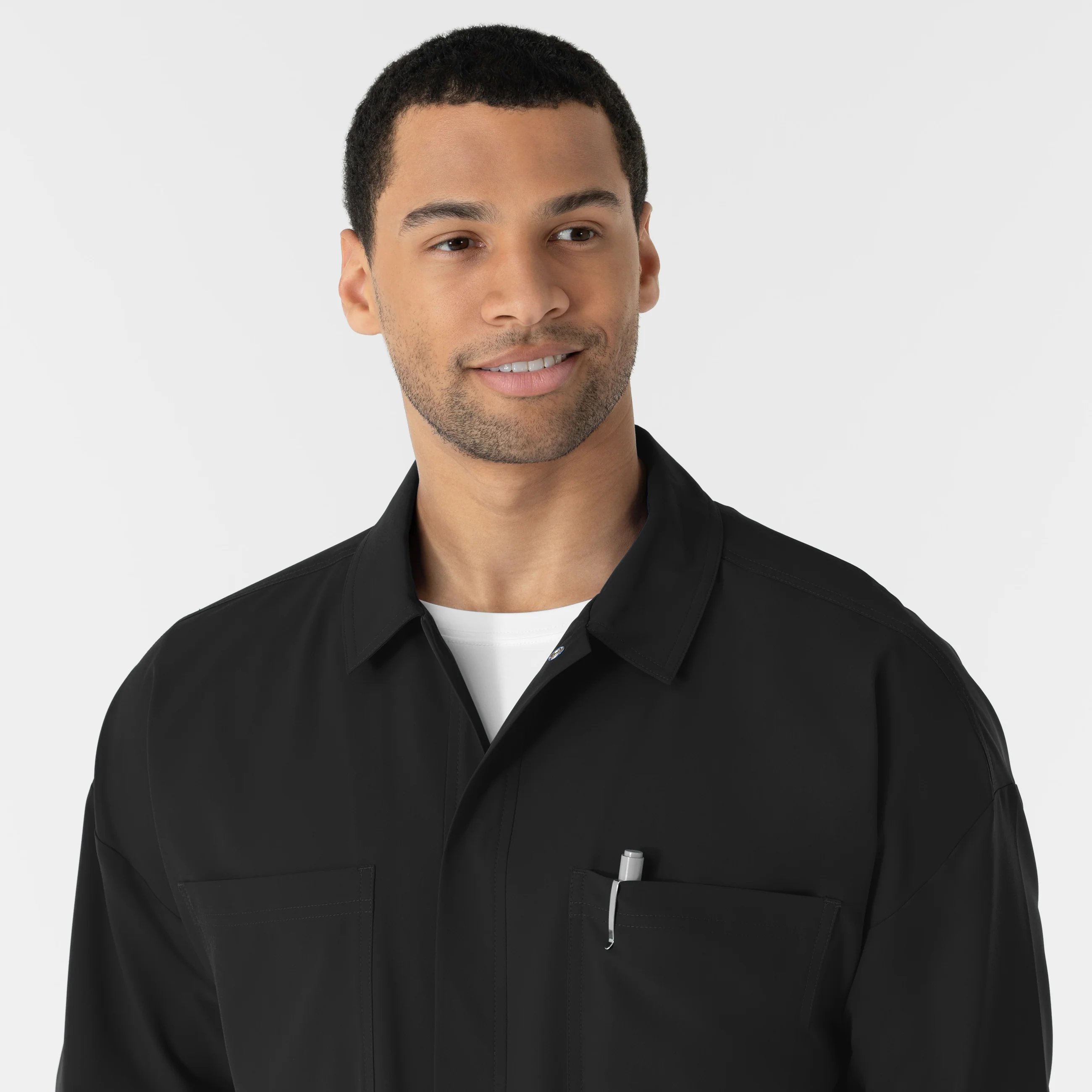 NURTUR Men’s Scrub Shirt Jacket - Black - Image 5