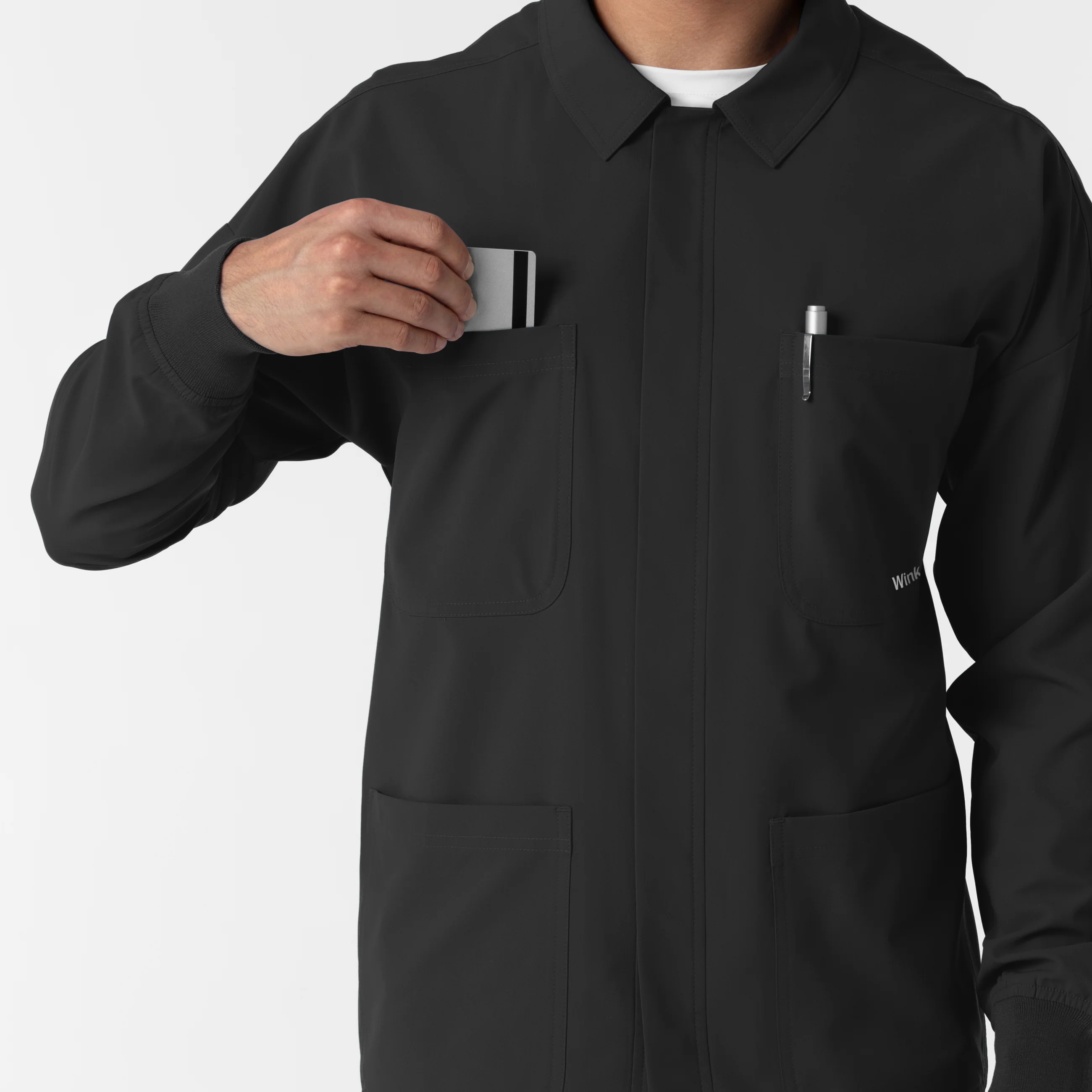NURTUR Men’s Scrub Shirt Jacket - Black - Image 7